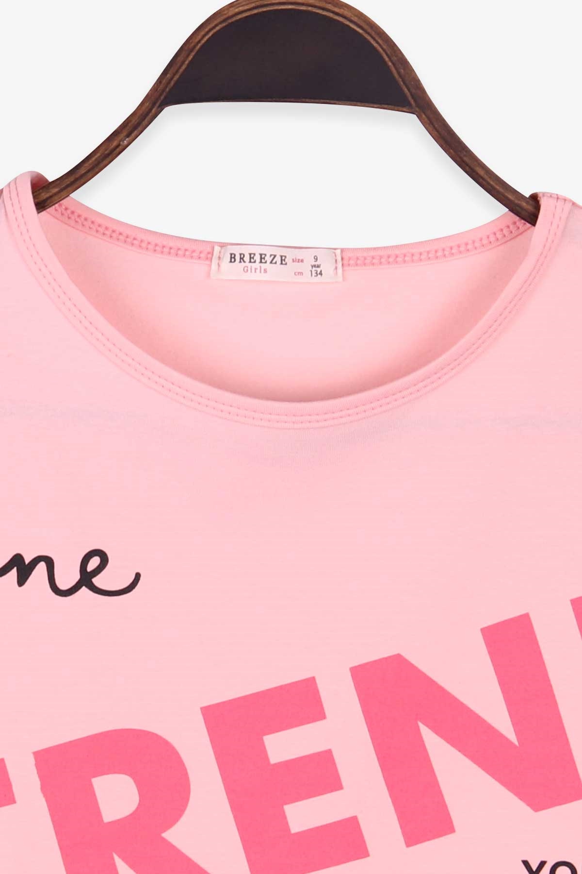 Breeze Kız Çocuk Tişört Baskılı Reglan Kol Somon (9-14 Yaş)