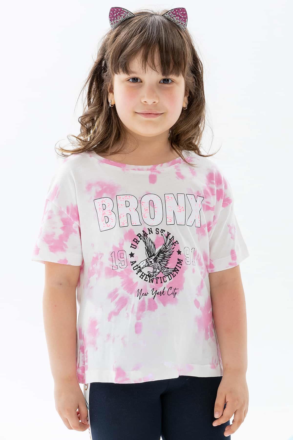 Breeze Kız Çocuk Tişört Batik Desenli Pembe (8-14 Yaş)