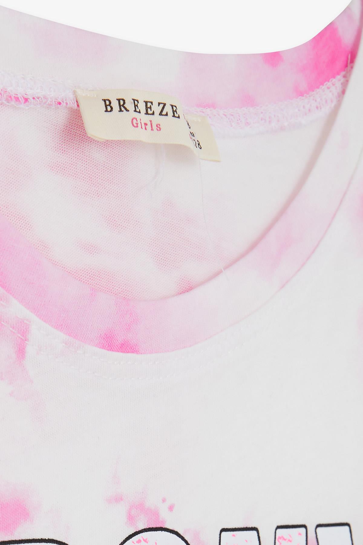 Breeze Kız Çocuk Tişört Batik Desenli Pembe (8-14 Yaş)