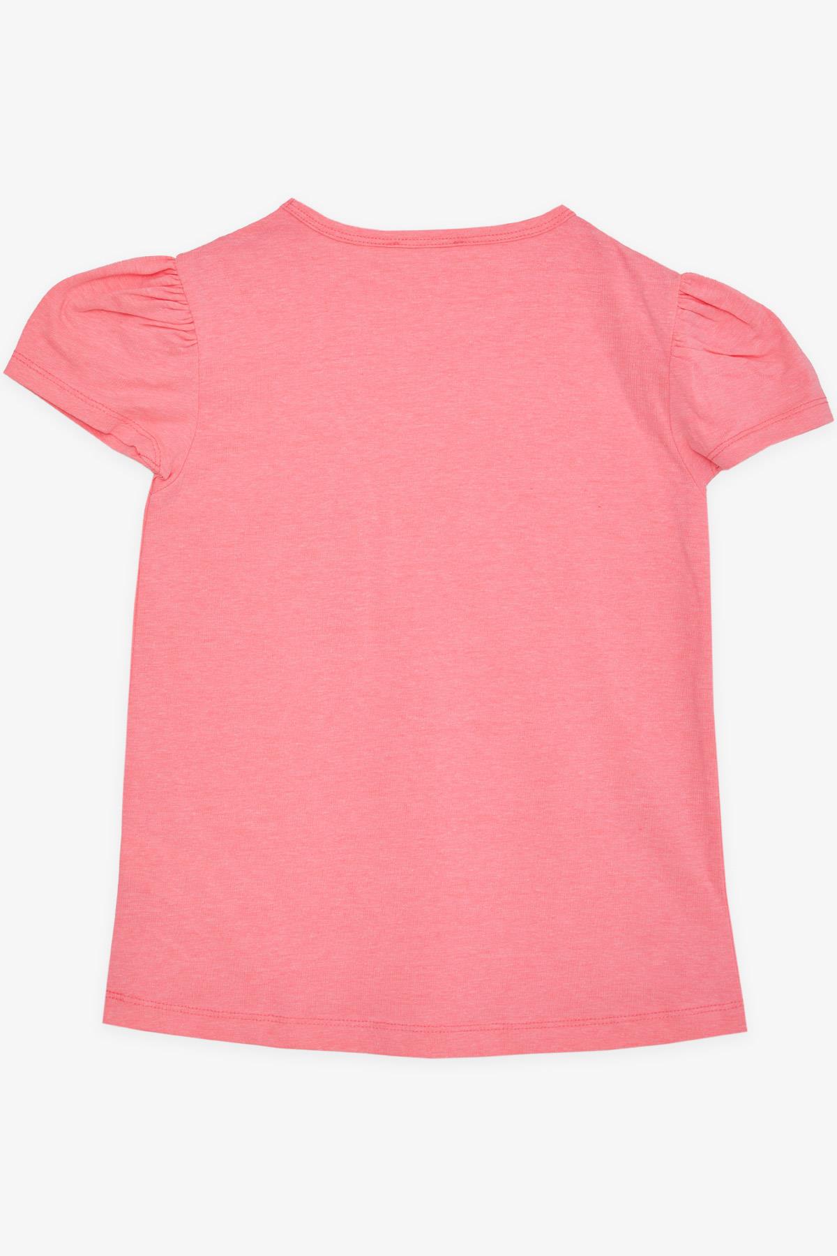Breeze Kız Çocuk Tişört Cebi Örgü Detaylı Neon Pembe (6-12 Yaş)