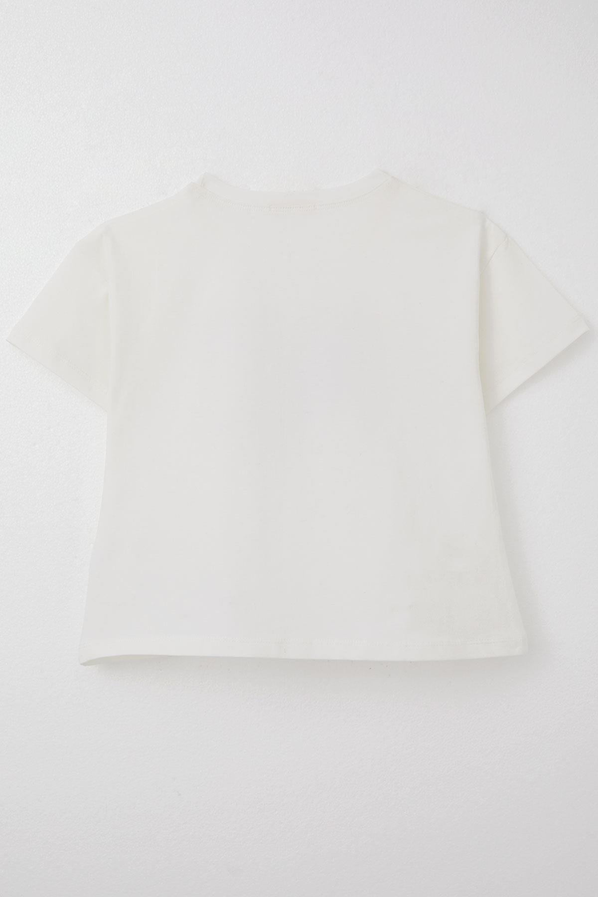 Breeze Kız Çocuk Tişört Çiçek Baskılı Ekru (8-14 Yaş)