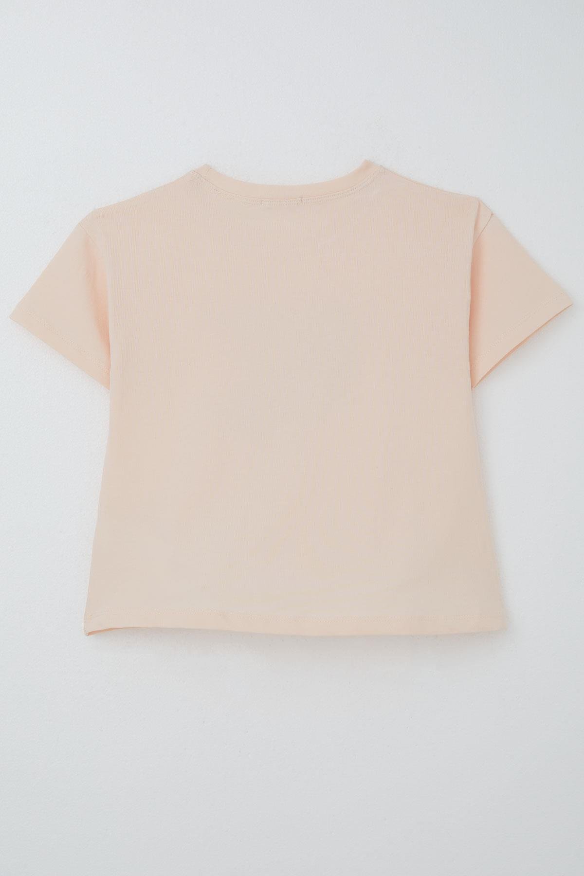 Breeze Kız Çocuk Tişört Çiçek Baskılı Pudra (8-14 Yaş)