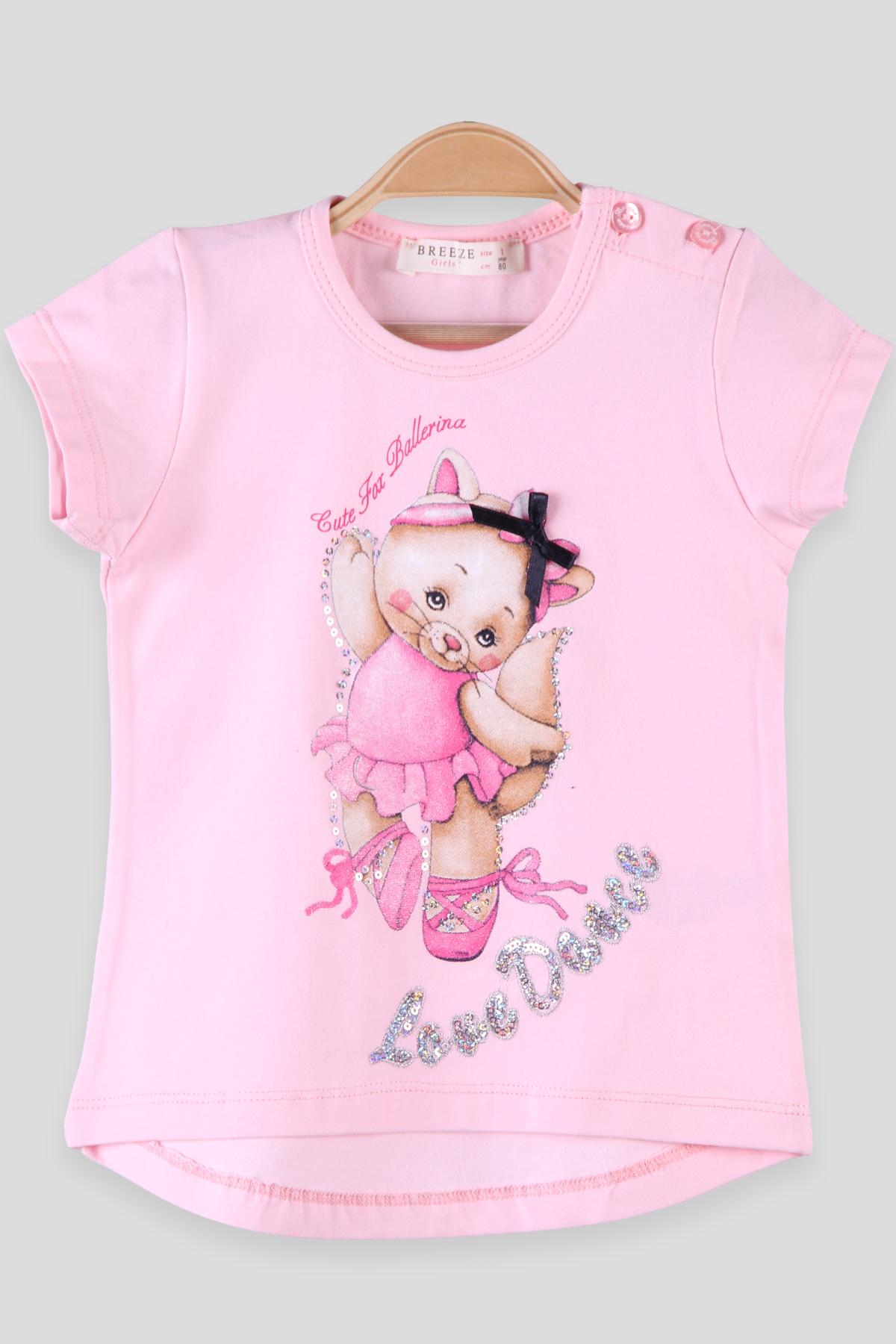 Breeze Kız Çocuk Tişört Dans Eden Tilkili Pembe (1-4 Yaş)