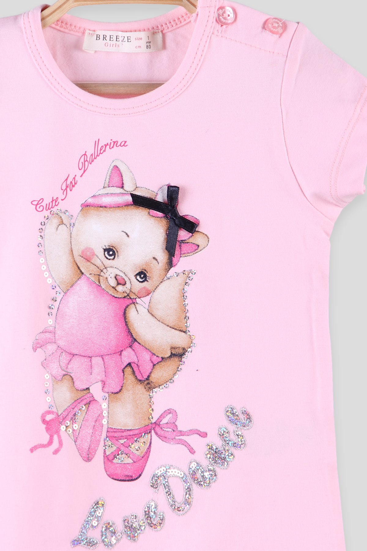 Breeze Kız Çocuk Tişört Dans Eden Tilkili Pembe (1-4 Yaş)