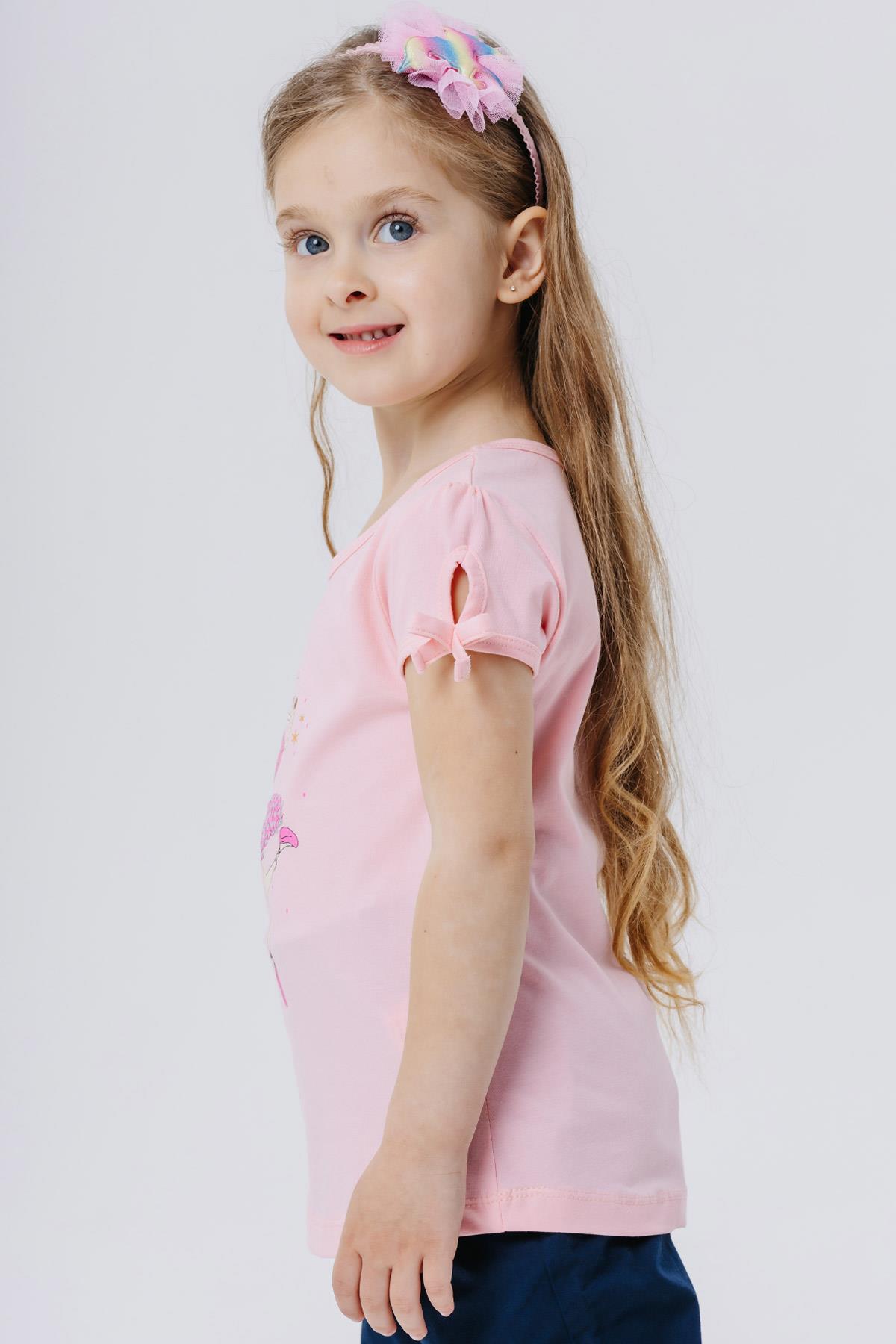 Breeze Kız Çocuk Tişört Dansçı Kız Baskılı Pullu Pembe (2-6 Yaş)