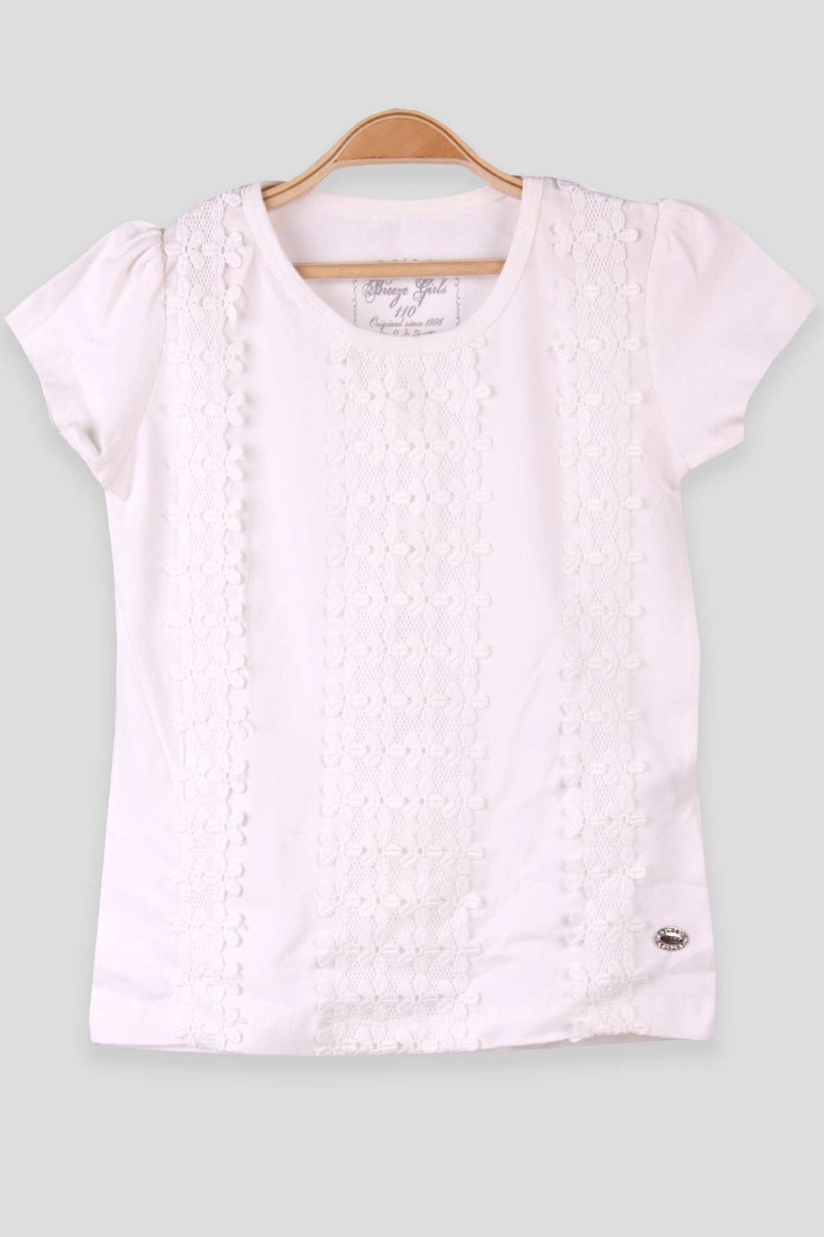 Breeze Kız Çocuk Tişört Dantelli Ekru (5-10 Yaş)