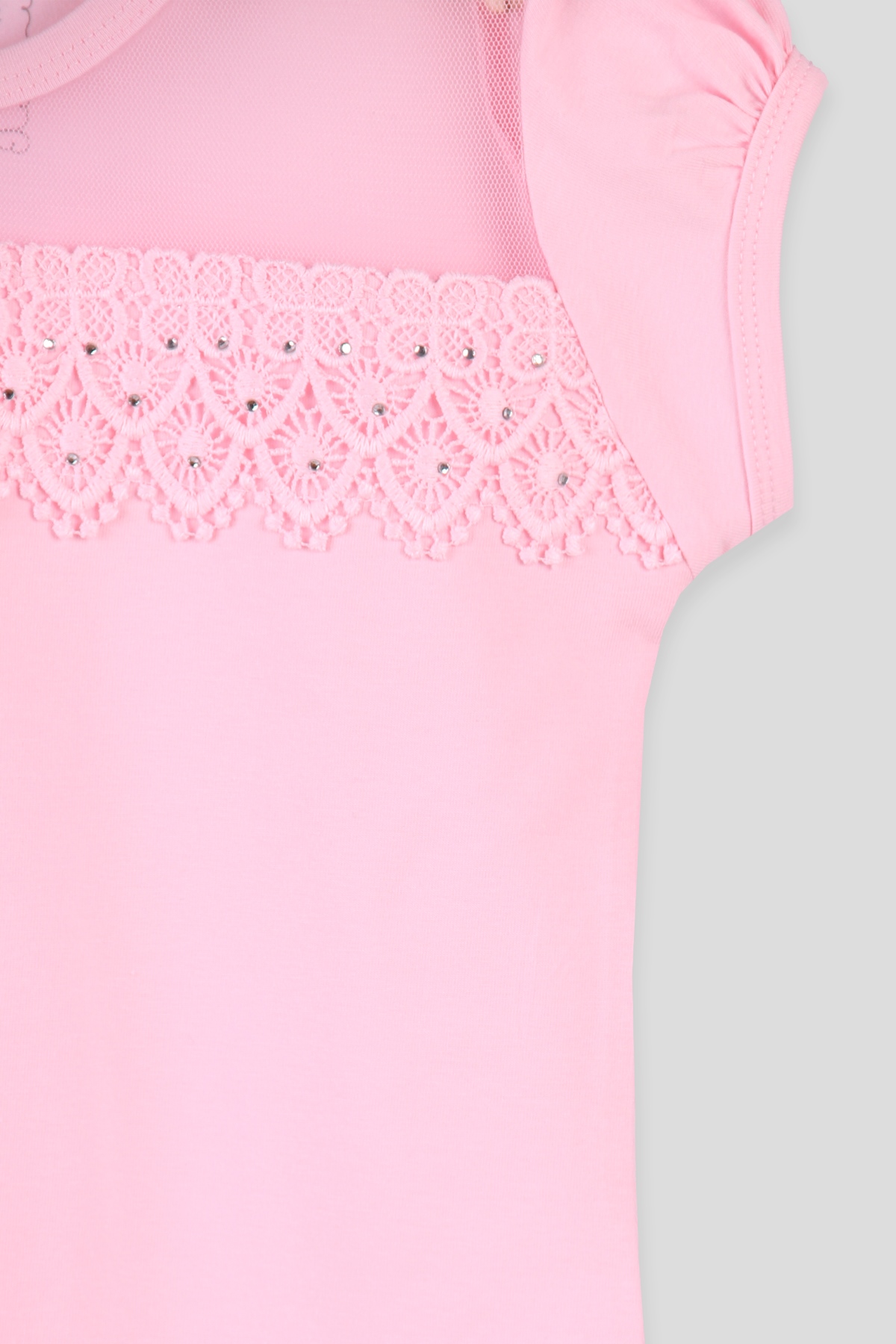 Breeze Kız Çocuk Tişört Dantelli Pembe (6-12 Yaş)