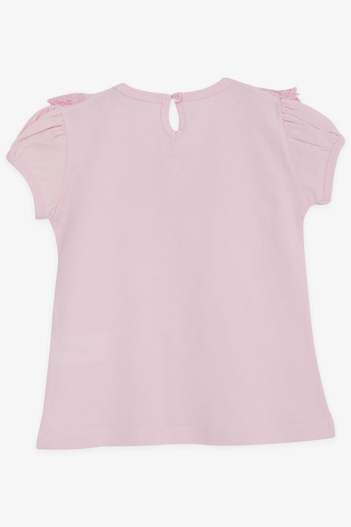 Breeze Kız Çocuk Tişört Dantelli Pudra (1.5-5 Yaş)