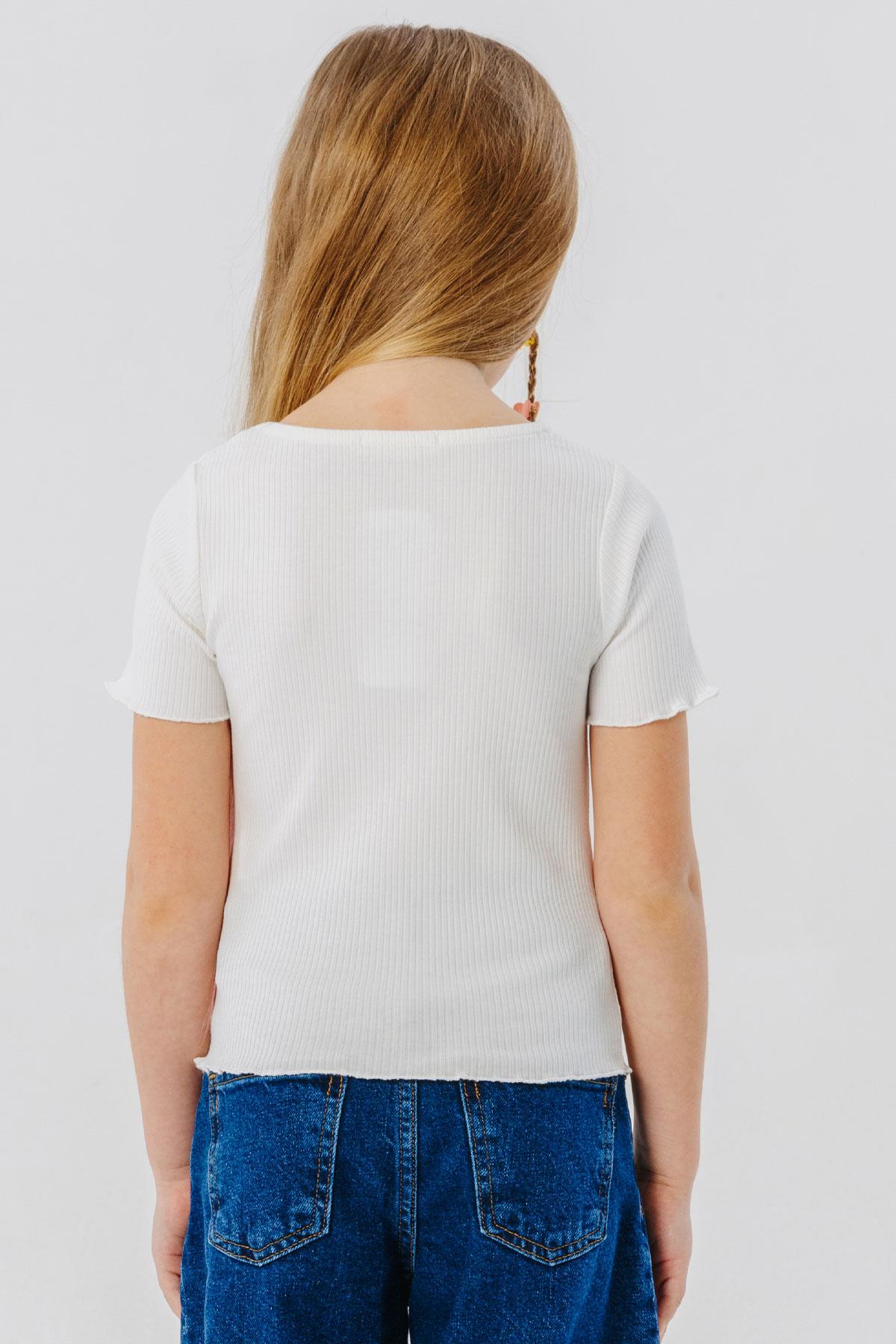 Breeze Kız Çocuk Tişört Düğme Aksesuarlı Ekru (8-14 Yaş)