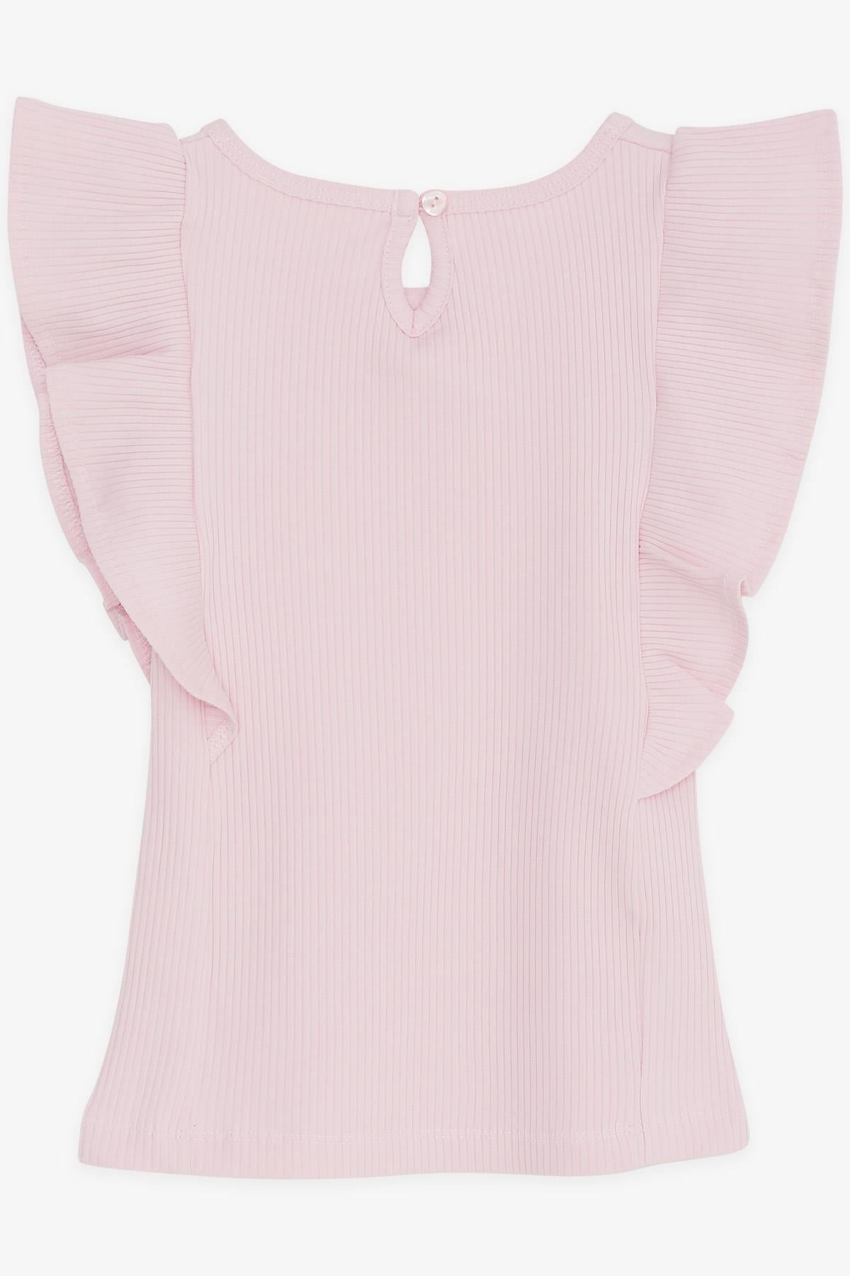 Breeze Kız Çocuk Tişört Fırfırlı Düğmeli Pembe (7-12 Yaş)