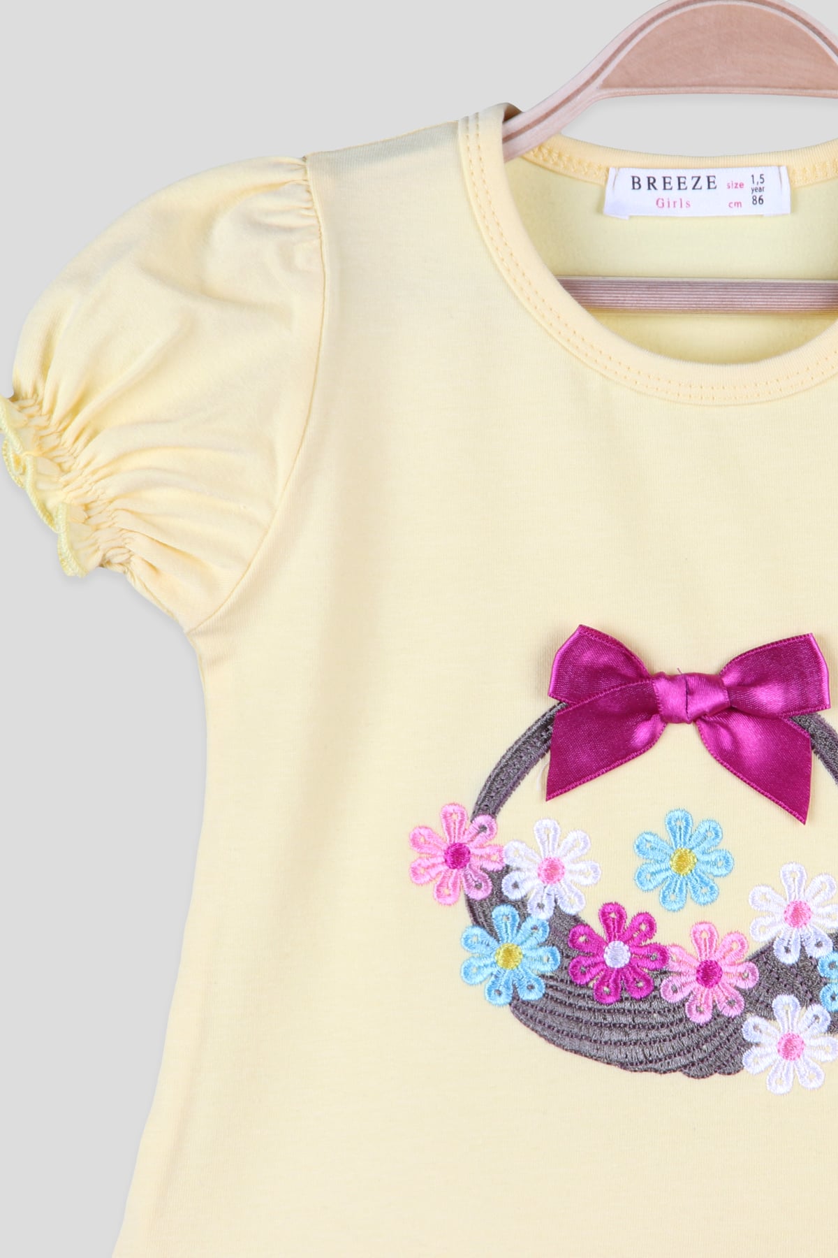 Breeze Kız Çocuk Tişört Fiyonklu Sarı (1.5-5 Yaş)