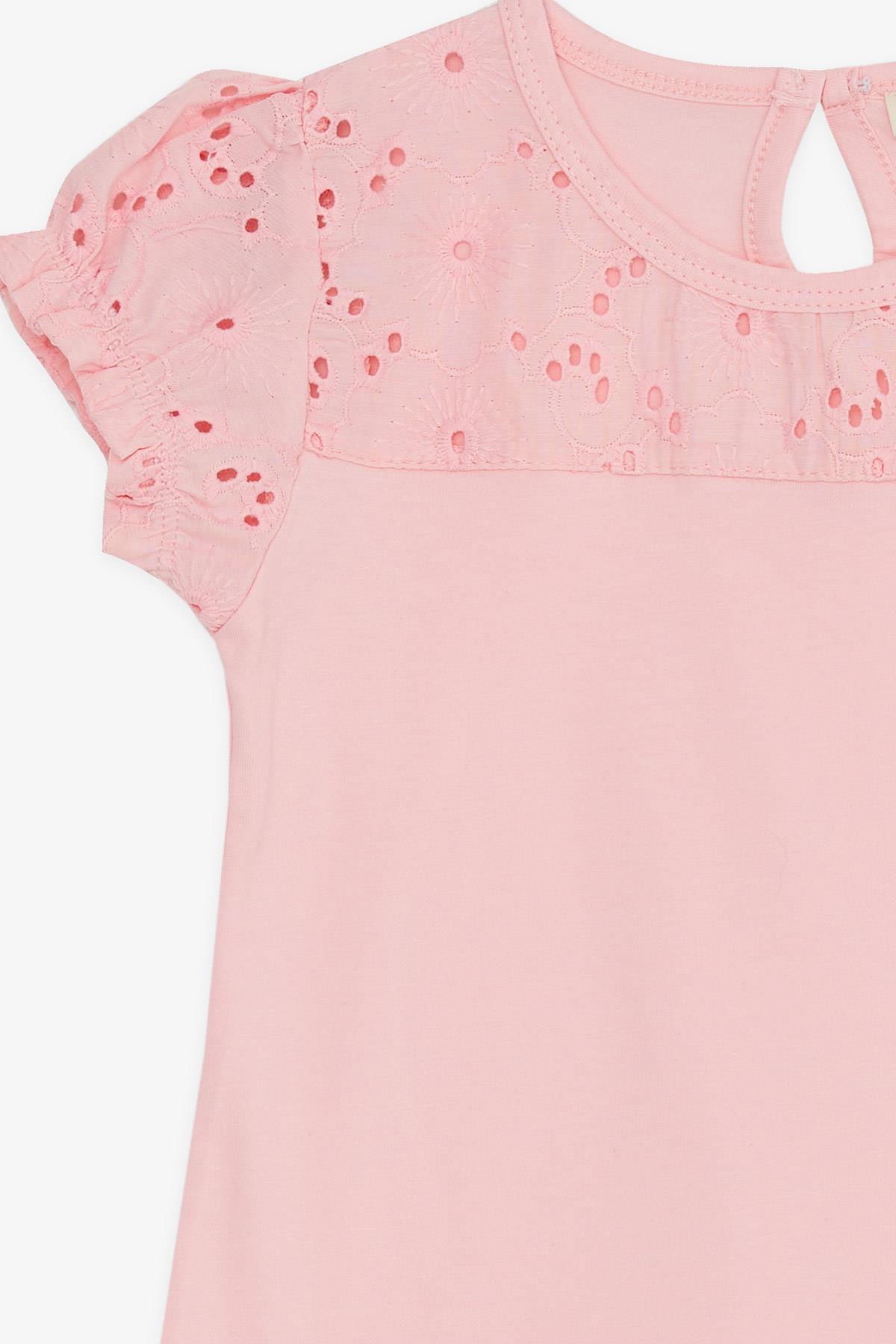 Breeze Kız Çocuk Tişört Güpürlü Aksesuarlı Pembe (5-10 Yaş)