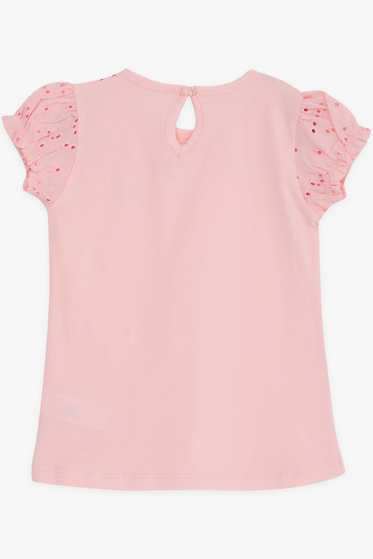 Breeze Kız Çocuk Tişört Güpürlü Aksesuarlı Pembe (5-10 Yaş)