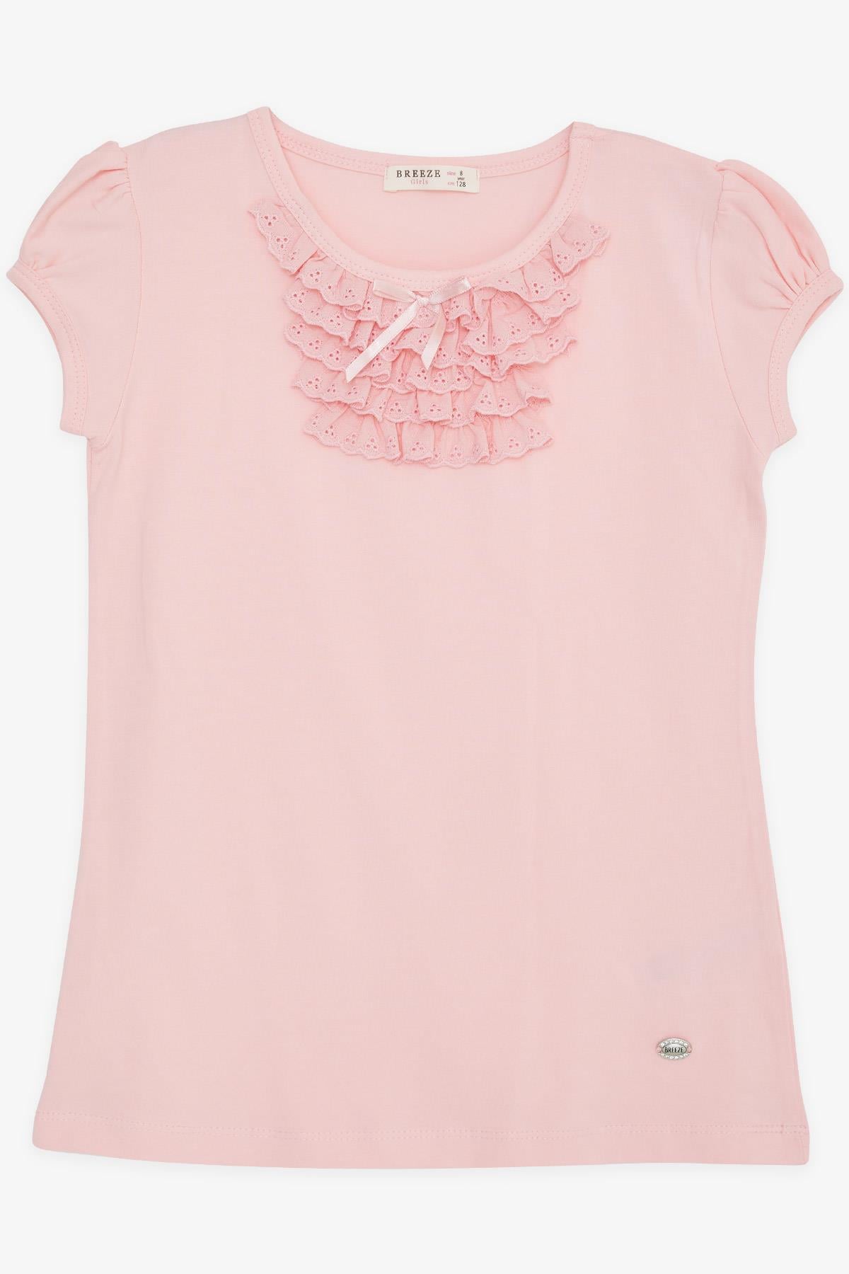 Breeze Kız Çocuk Tişört Güpürlü Pembe (4-8 Yaş)