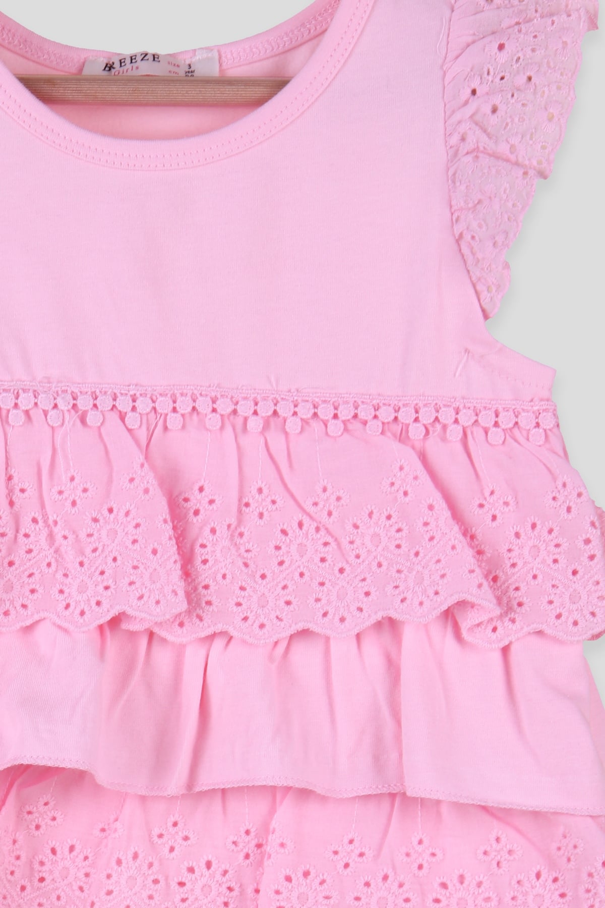 Breeze Kız Çocuk Tişört Kat Kat Fisto Pembe (3-8 Yaş)
