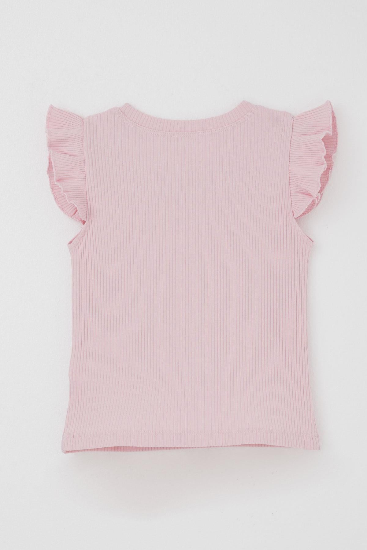 Breeze Kız Çocuk Tişört Kemer Boy Yakası Zincir Aksesuarlı Pembe (10-14 Yaş)