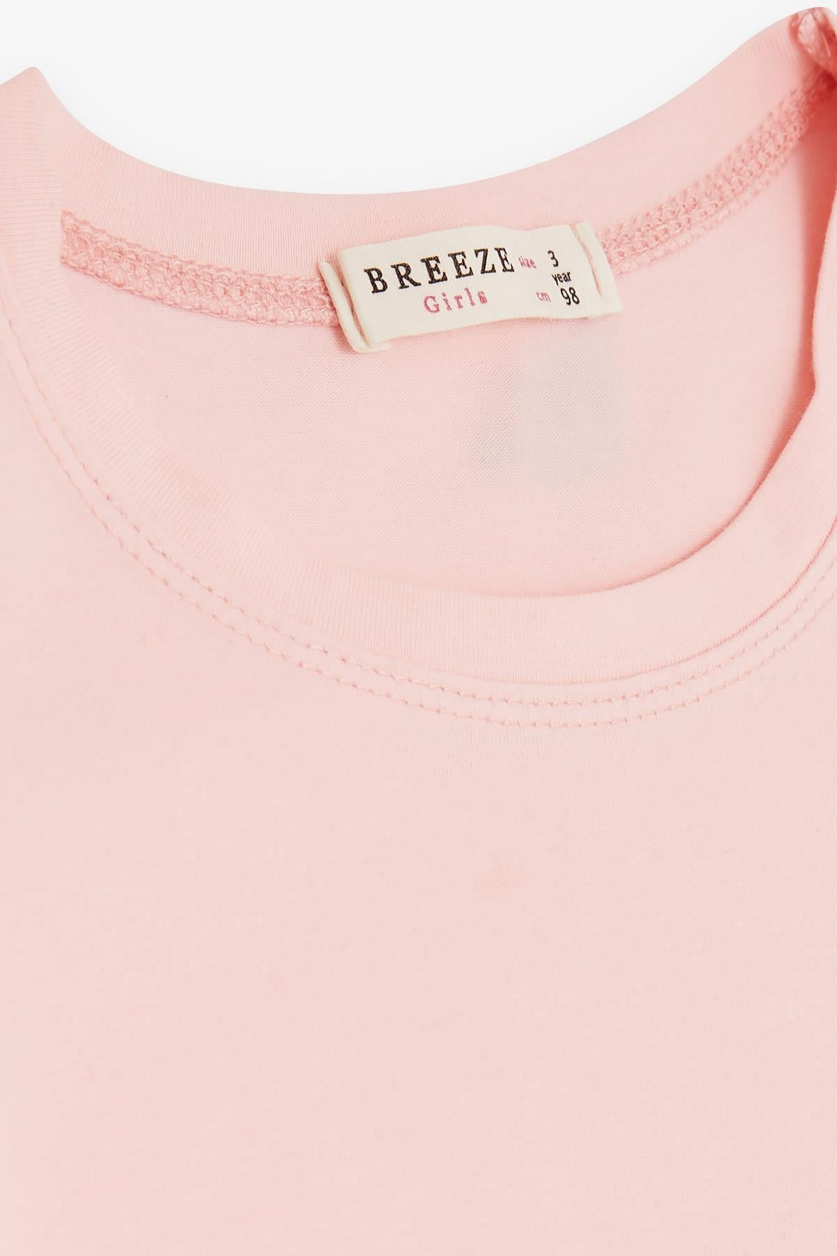 Breeze  Kız Çocuk Tişört Kolları Fistolu Pembe (3-8 Yaş)