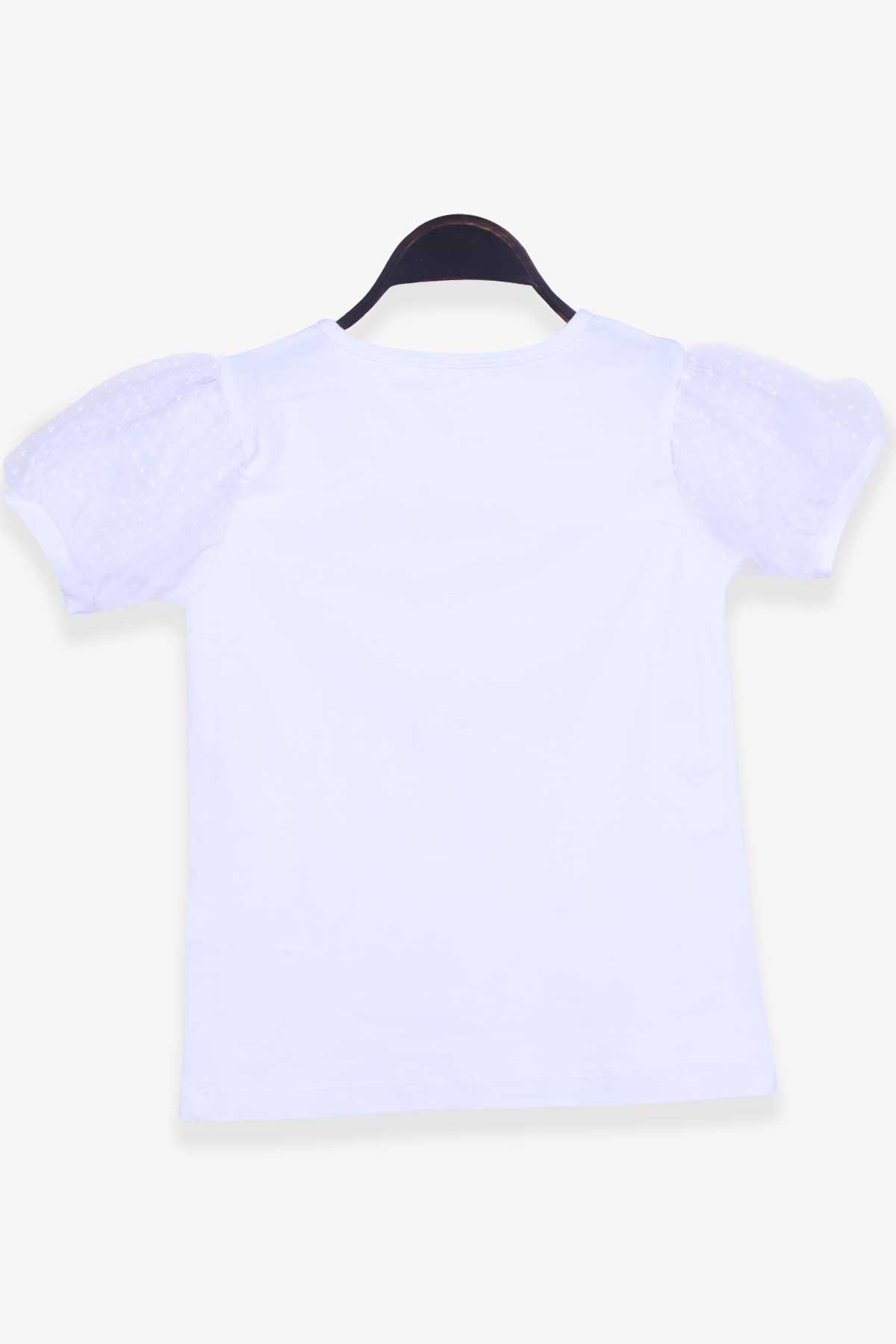 Breeze Kız Çocuk Tişört Kolları Tüllü Beyaz (8 Yaş)