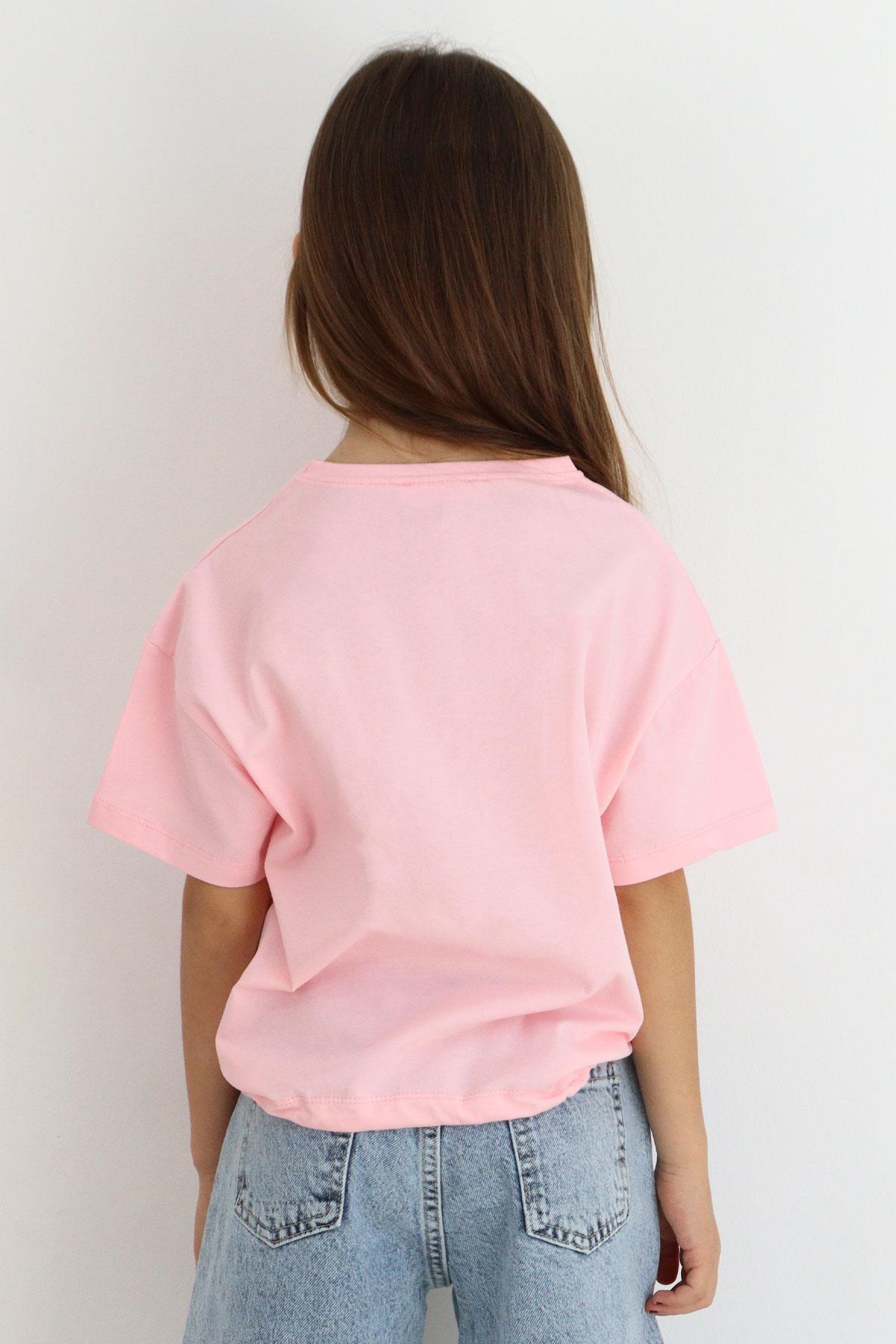 Breeze Kız Çocuk Tişört Papatya Baskılı Pembe (7-12 Yaş)