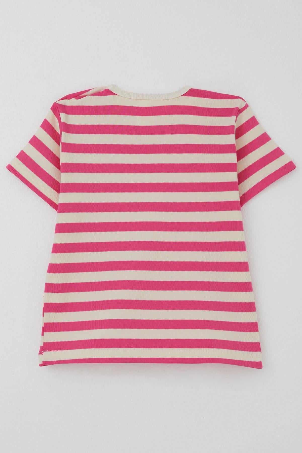 Breeze Kız Çocuk Tişört Patlı Çizgili Pembe (1-4 Yaş)