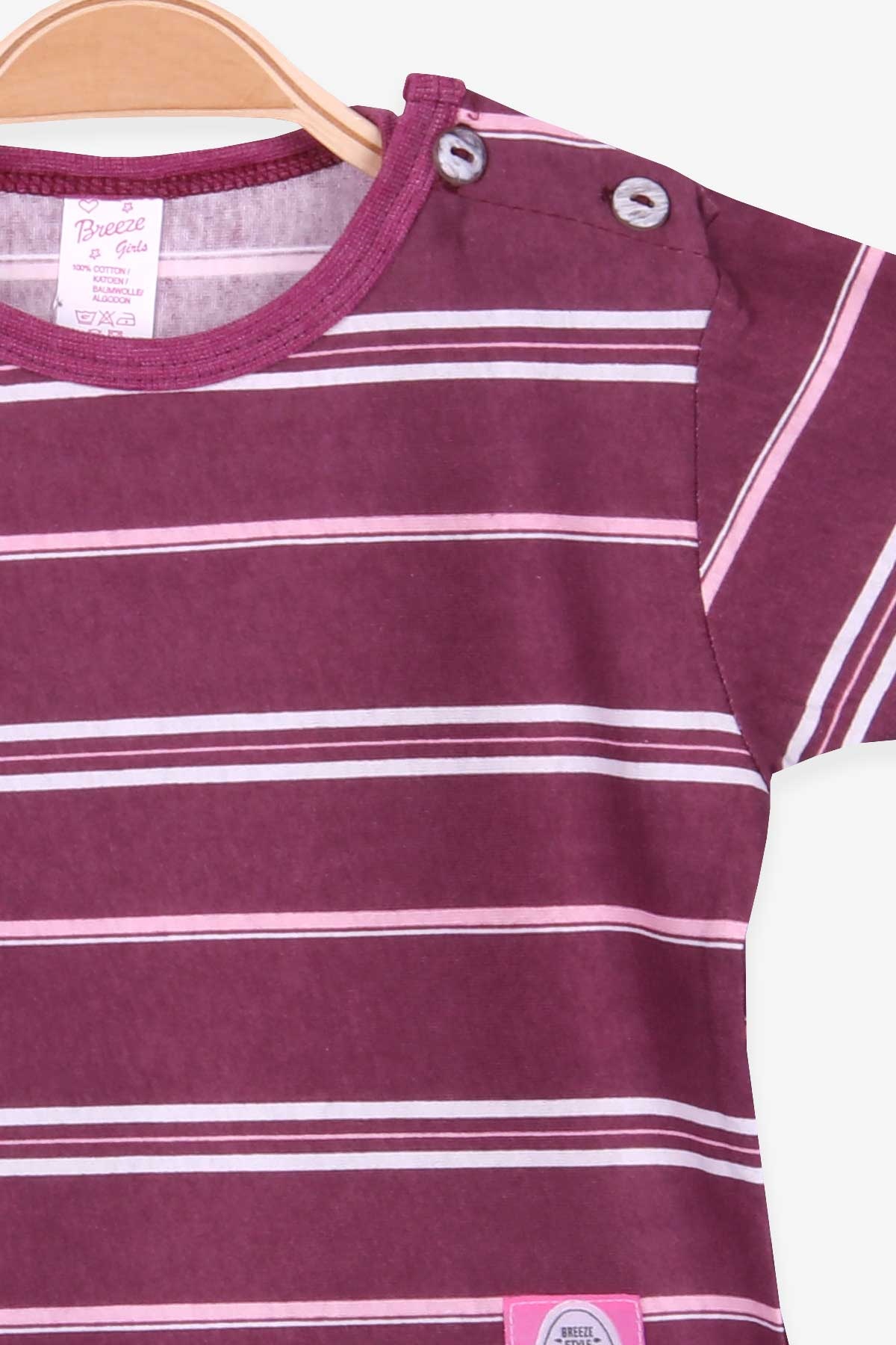 Breeze Kız Çocuk Tişört Patlı Çizgili Mürdüm (1-4 Yaş)