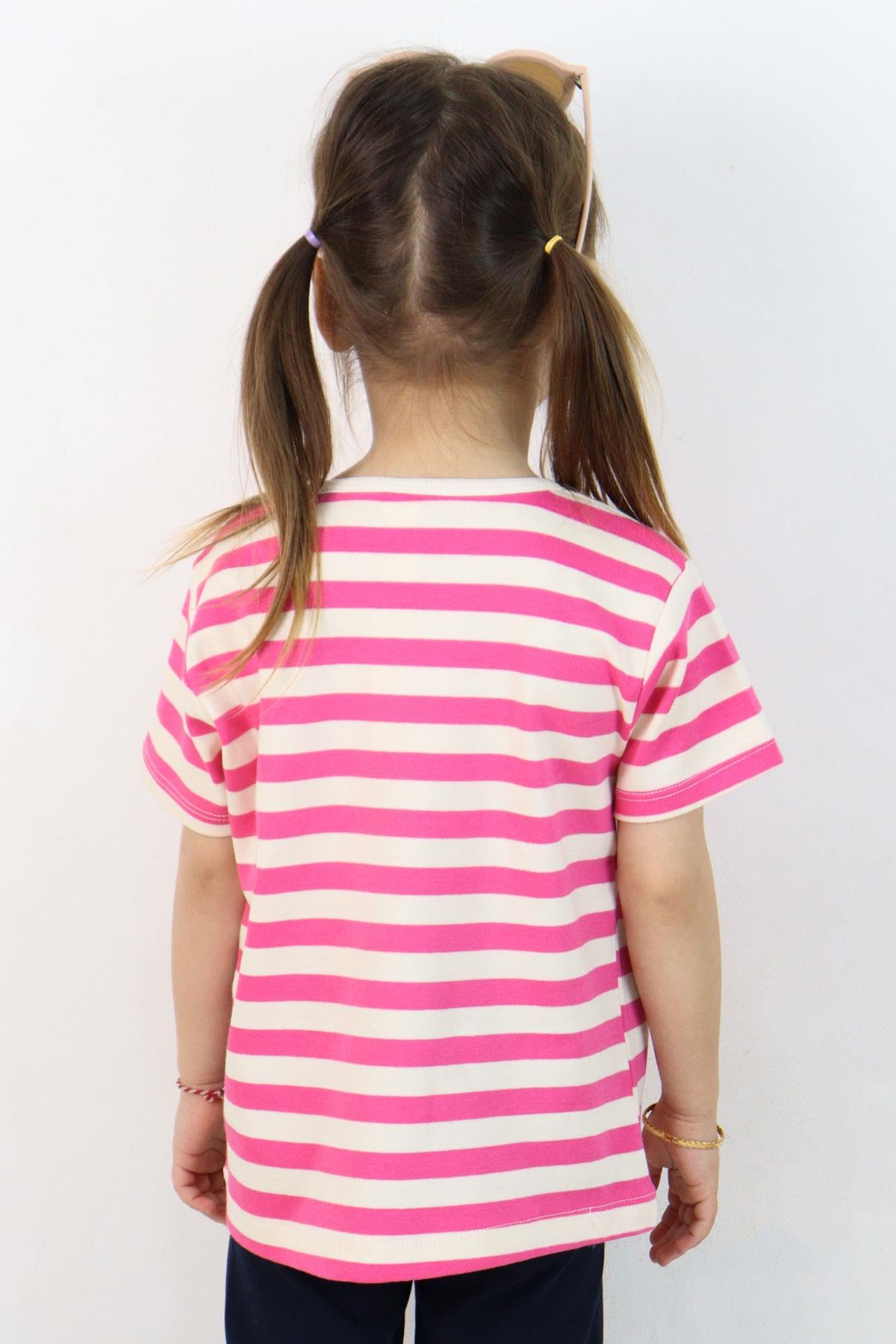 Breeze Kız Çocuk Tişört Patlı Çizgili Pembe (1-4 Yaş)