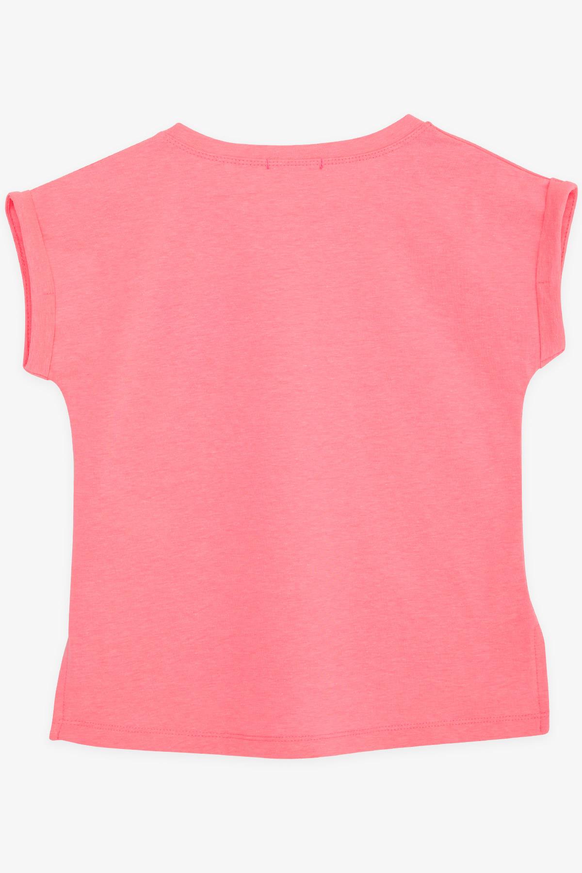 Breeze Kız Çocuk Tişört Pullu Kalp Baskılı Neon Pembe (10-16 Yaş)
