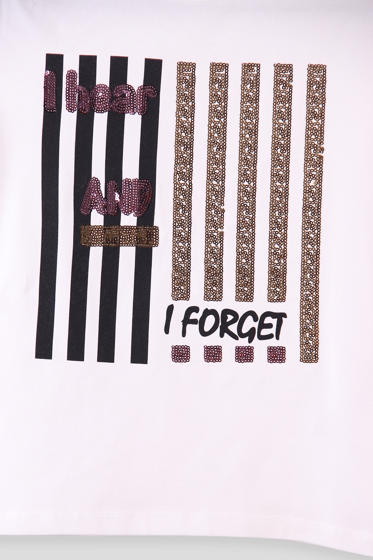 Breeze Kız Çocuk Tişört Pullu Yazılı Forget  Ekru (8-14 Yaş)