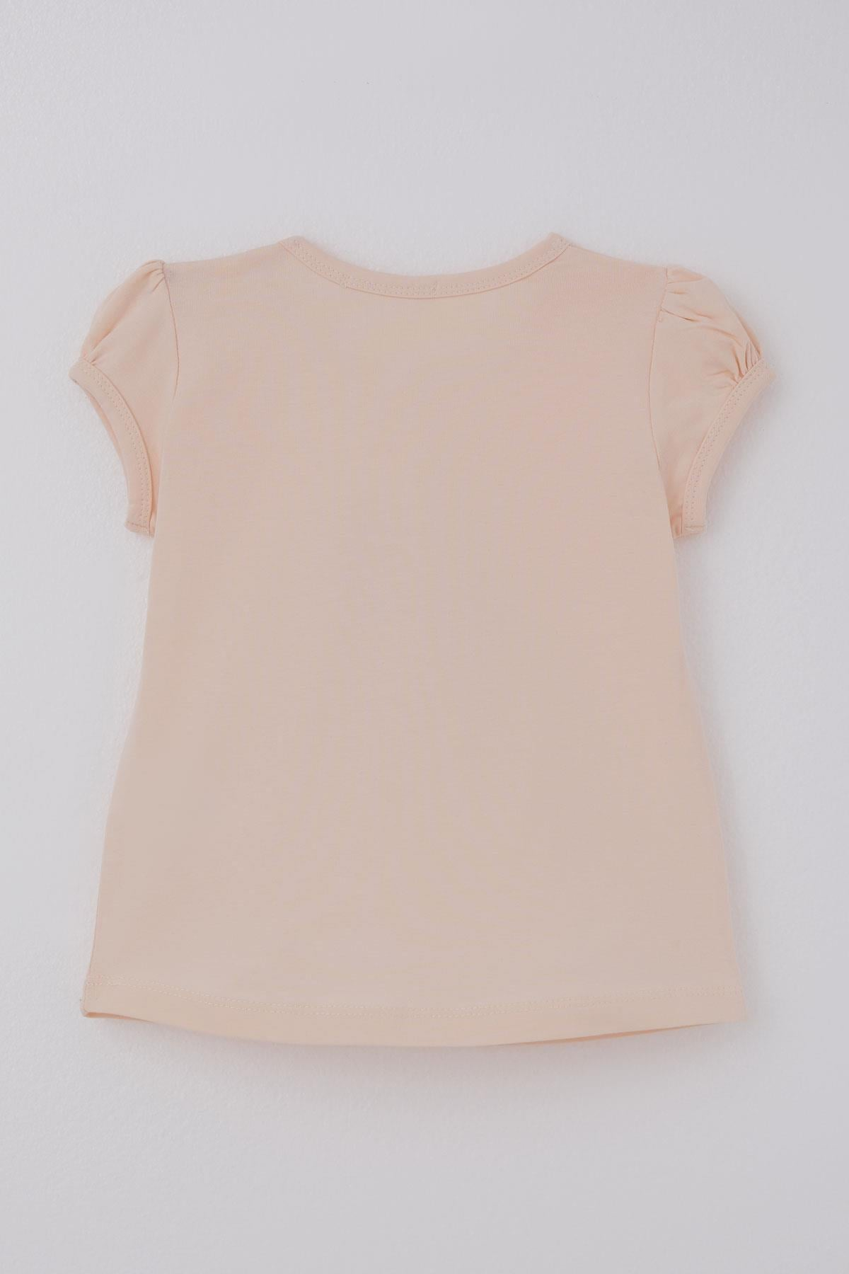 Breeze Kız Çocuk Tişört Renkli Çiçek Baskılı Pudra (1.5-5 Yaş)
