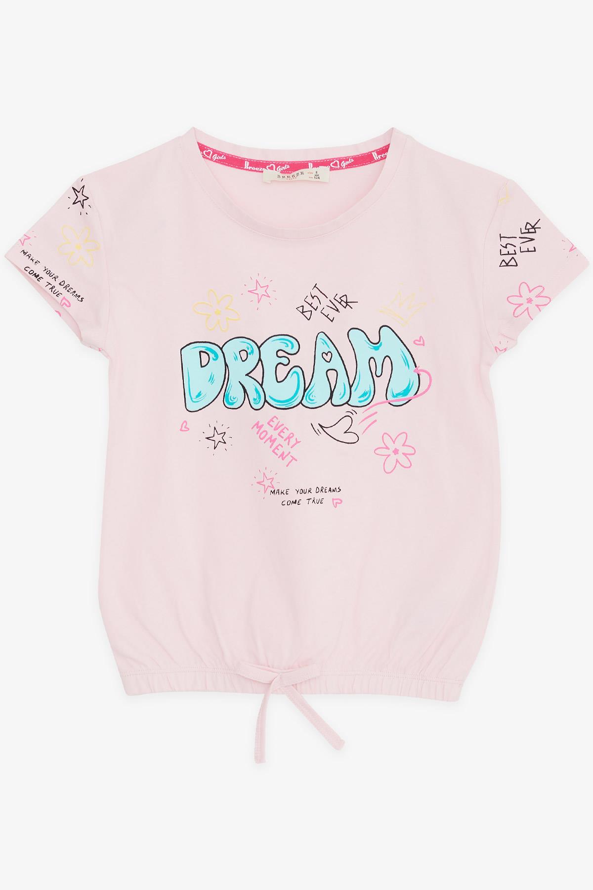 Breeze Kız Çocuk Tişört Renkli Yazı Baskılı Rüya Temalı Pembe (5-10 Yaş)