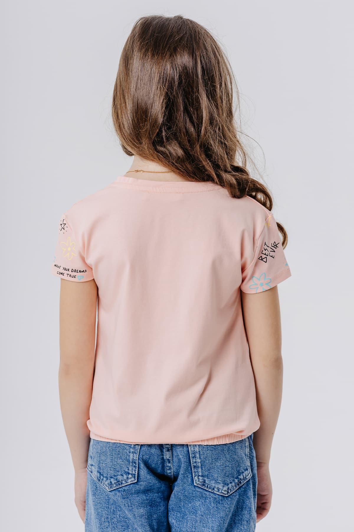 Breeze Kız Çocuk Tişört Renkli Yazı Baskılı Rüya Temalı Somon (5 Yaş)