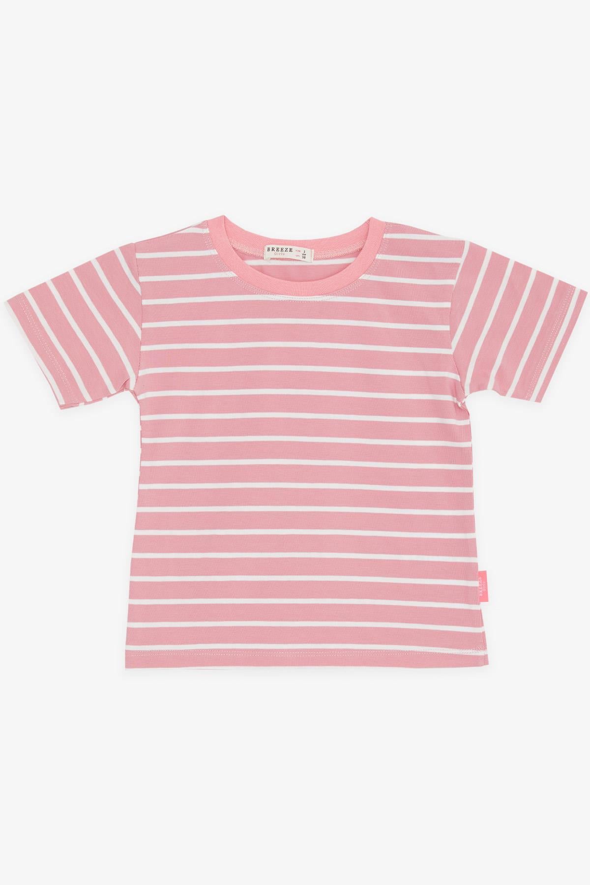 Breeze Kız Çocuk Tişört Tişört Çizgili Pembe (3-7 Yaş)
