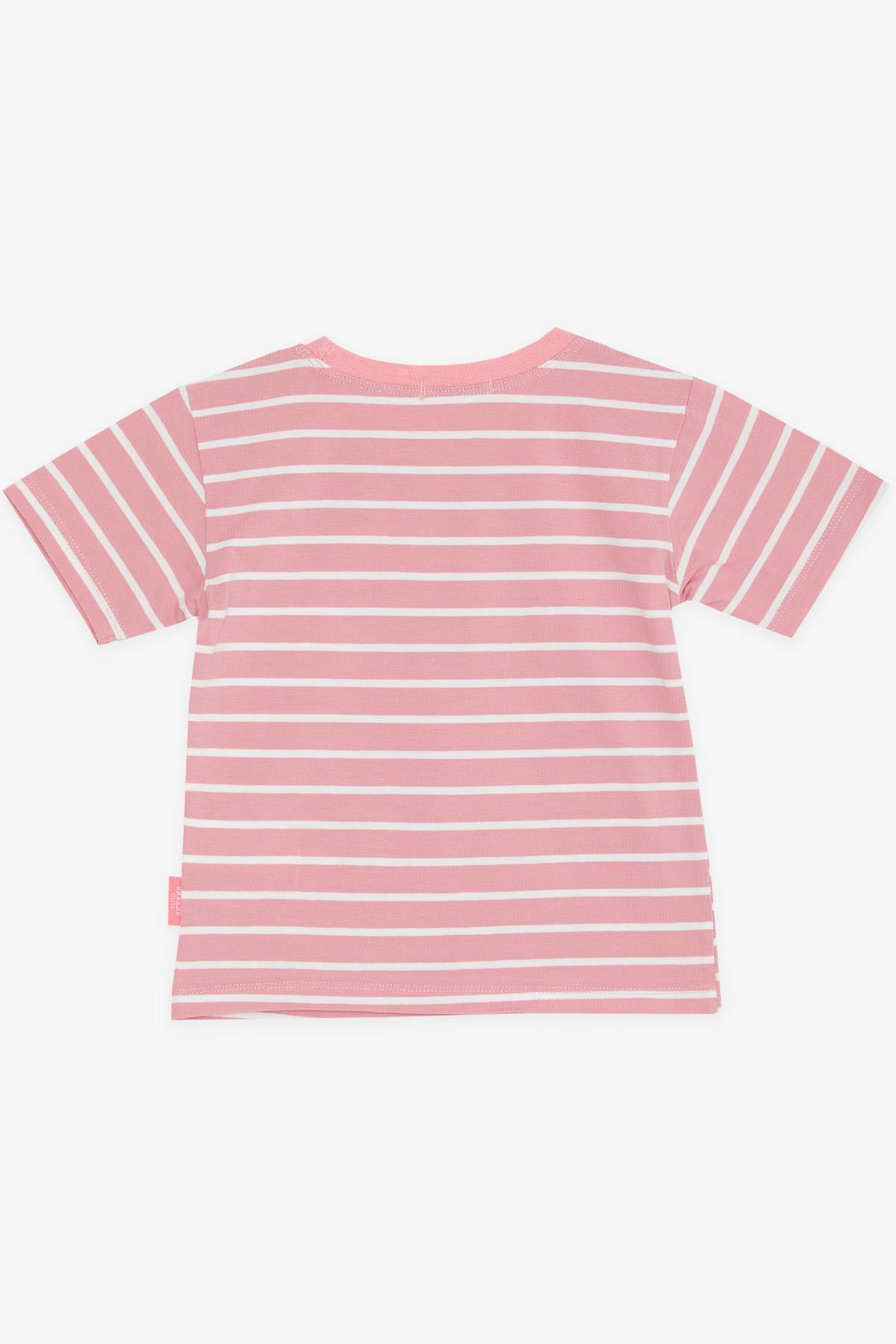 Breeze Kız Çocuk Tişört Tişört Çizgili Pembe (3-7 Yaş)