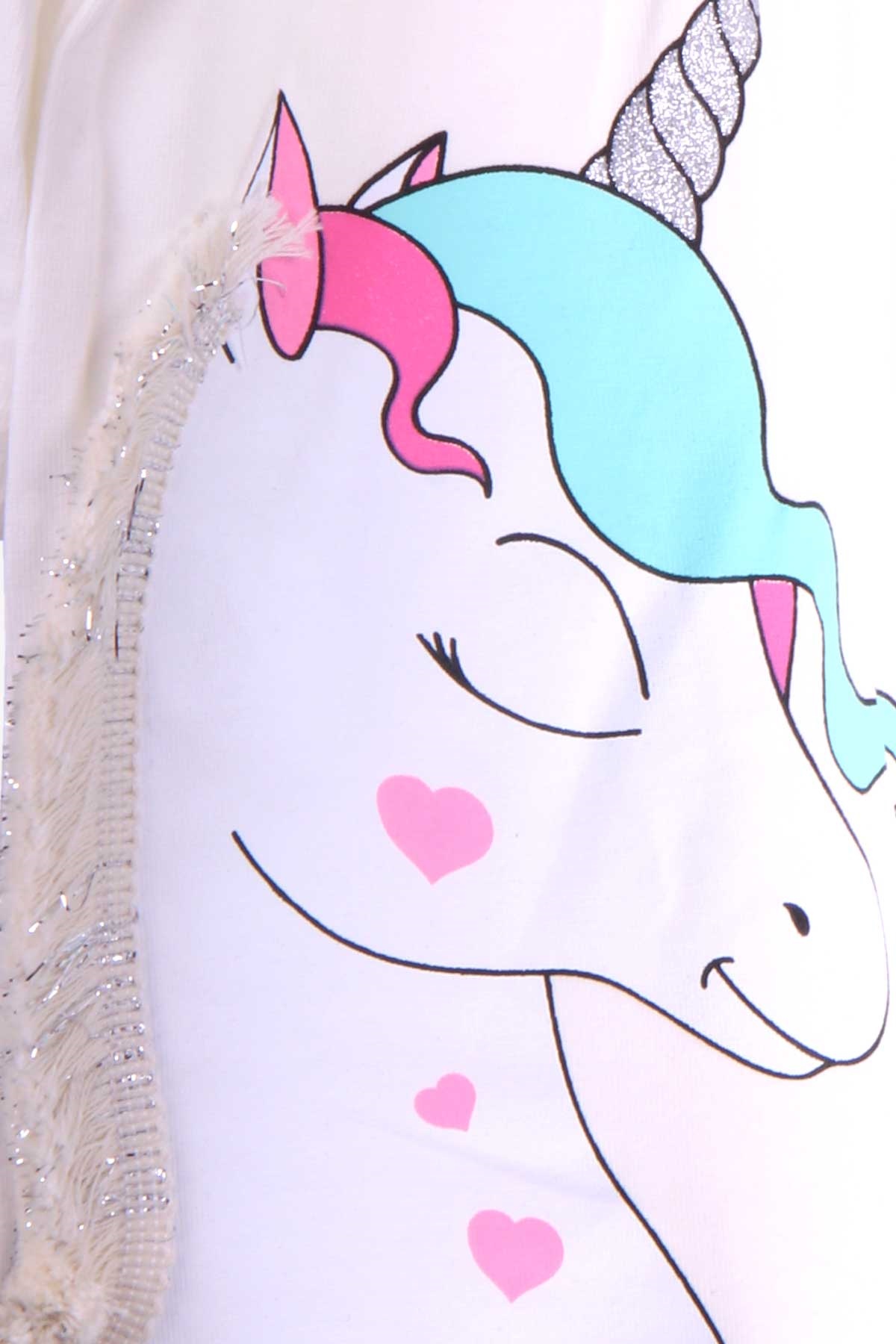 Breeze Kız Çocuk Tişört Unicorn Baskılı Ekru (1.5-5 Yaş)