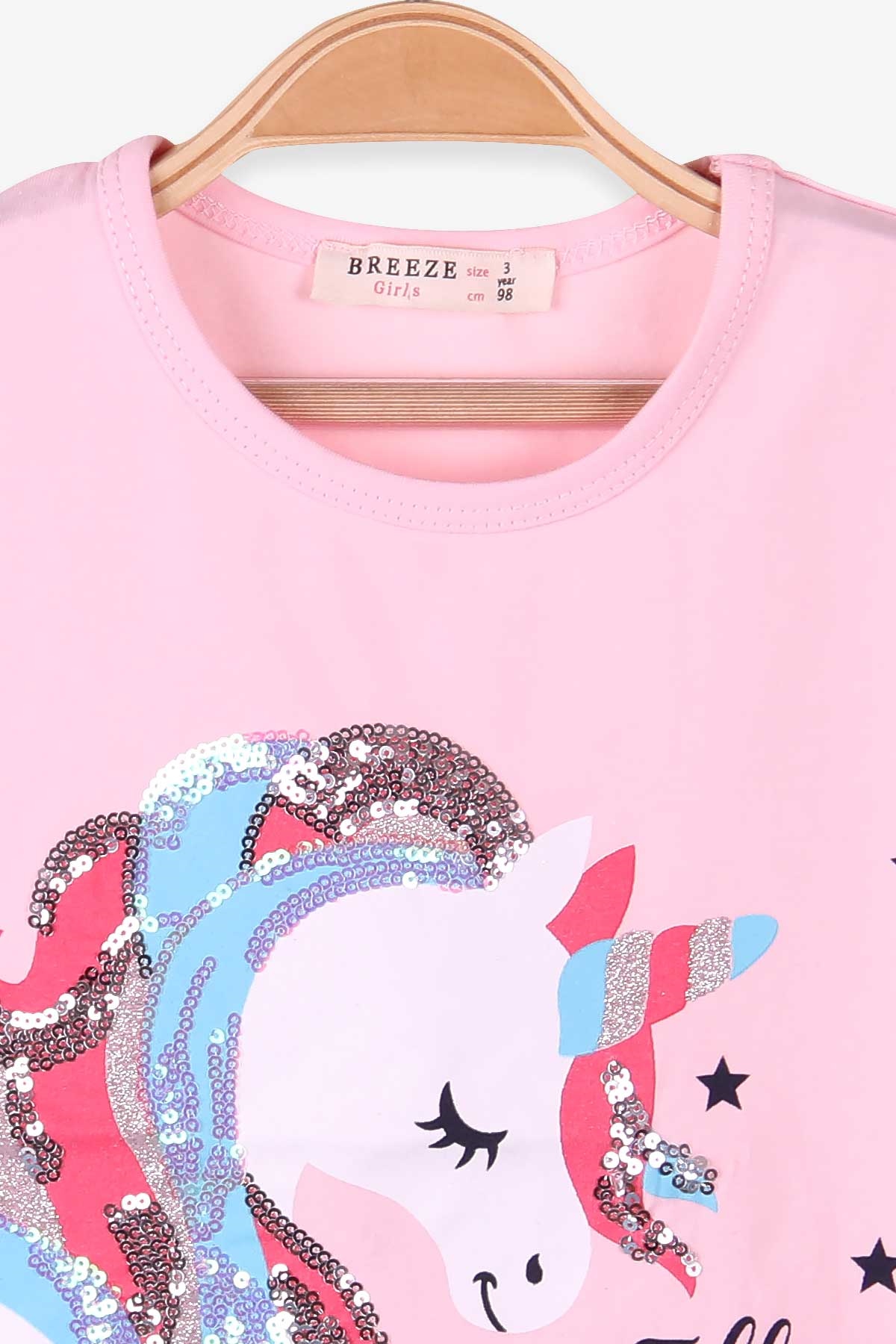 Breeze Kız Çocuk Tişört Unicorn Pudra (3-4 Yaş)