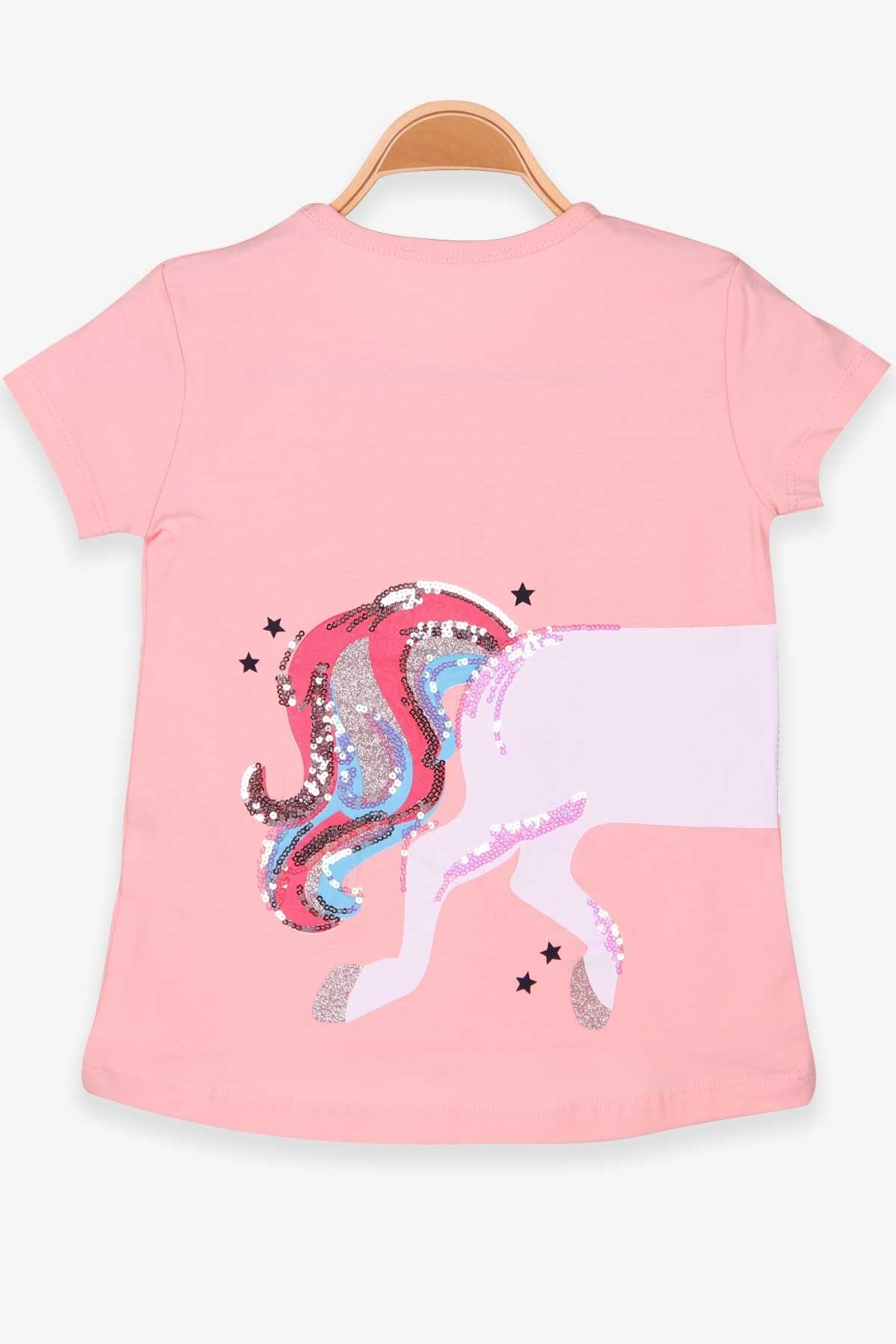 Breeze Kız Çocuk Tişört Unicorn Somon (3-4 Yaş)