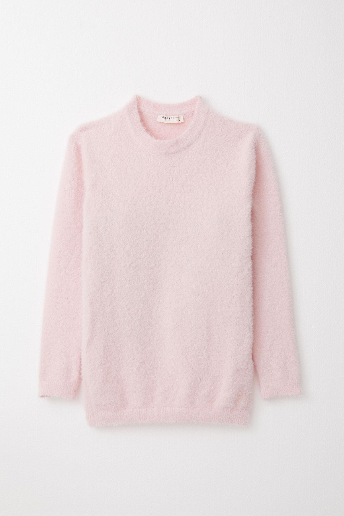 Breeze Kız Çocuk Triko Kazak Basic Pembe (8-14 Yaş)