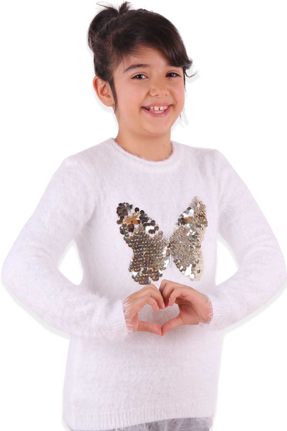 BREEZE Kız Çocuk Triko Kazak Ekru (6-12 Yaş)