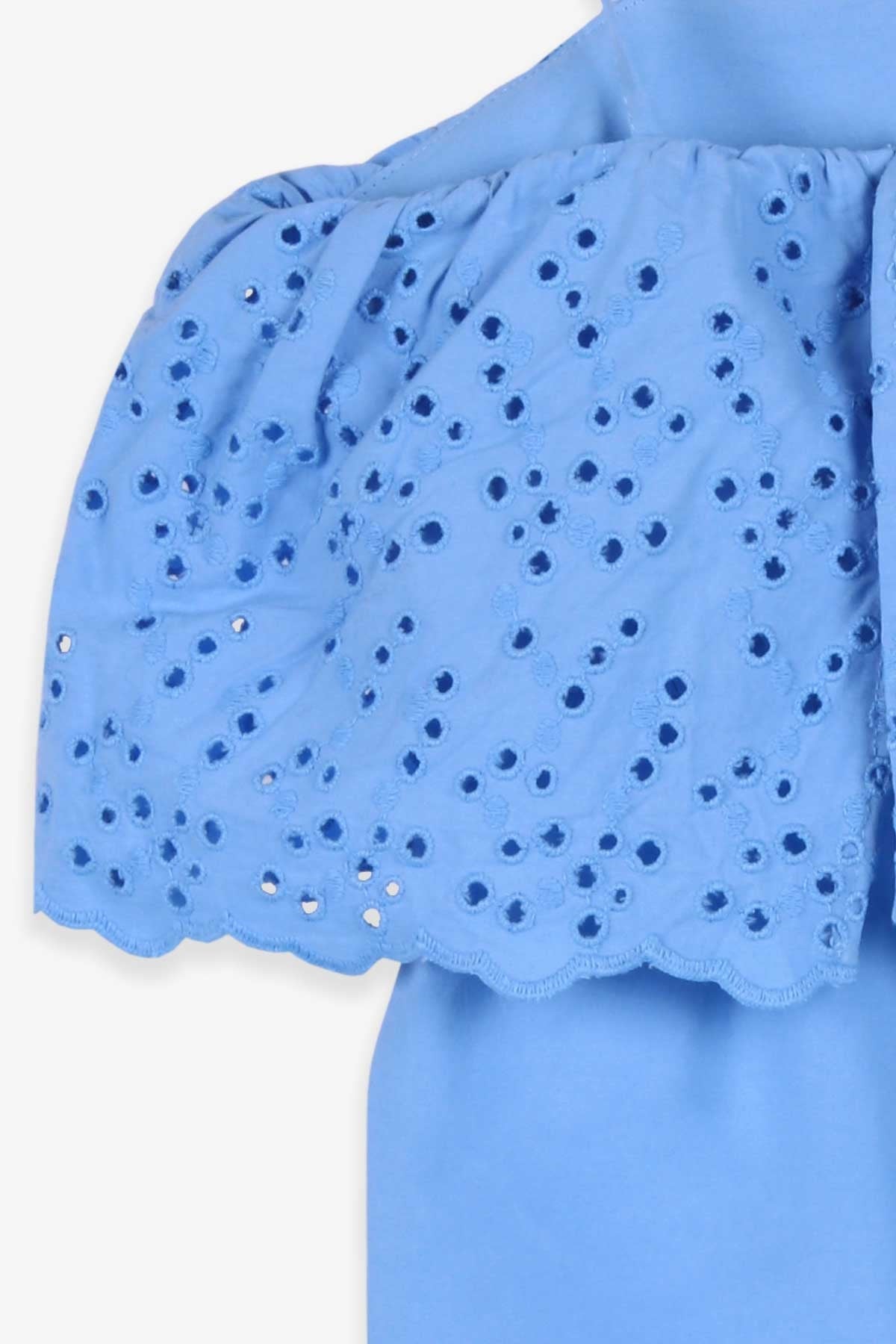 Breeze Kız Çocuk Tulum Askılı Güpürlü Açık Mavi (5-14 Yaş)