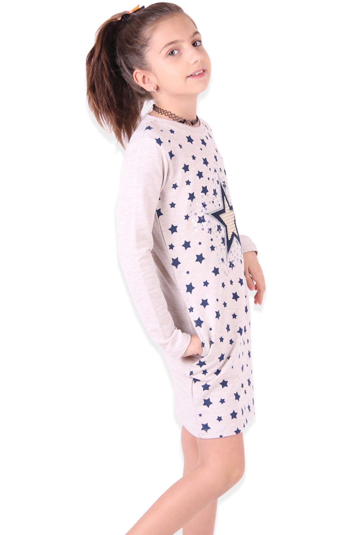 BREEZE Kız Çocuk Tunik Elbise Bej (4-9 Yaş)