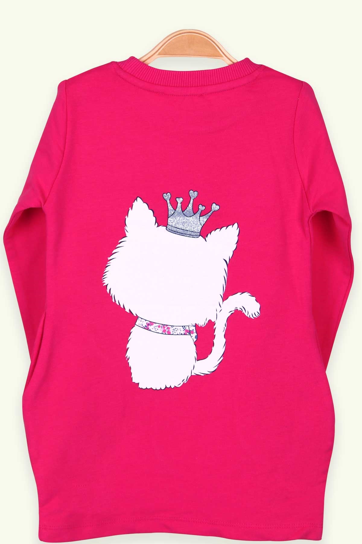 Breeze Kız Çocuk Tunik Kedi Baskılı Simli Fuşya (1.5-5 Yaş)
