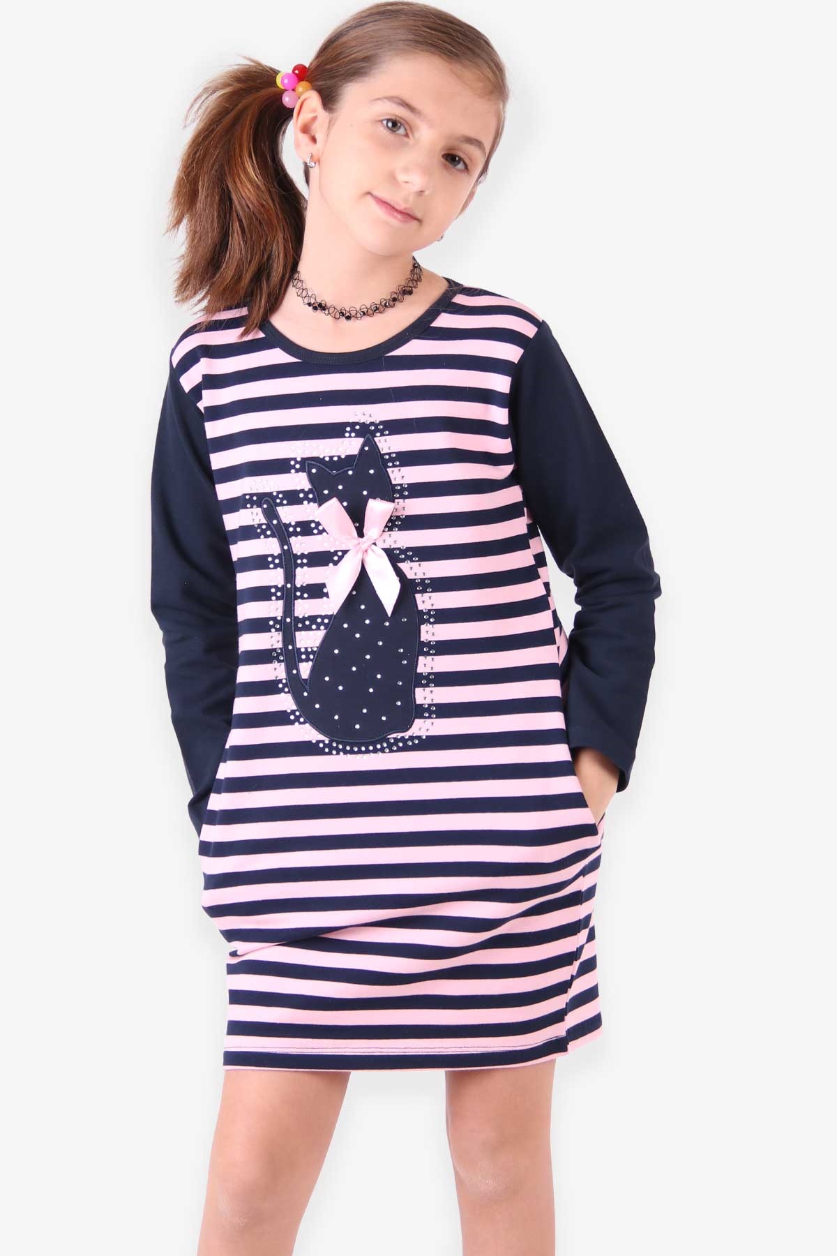 Breeze Kız Çocuk Tunik Kedili Pembe (4-6 Yaş)