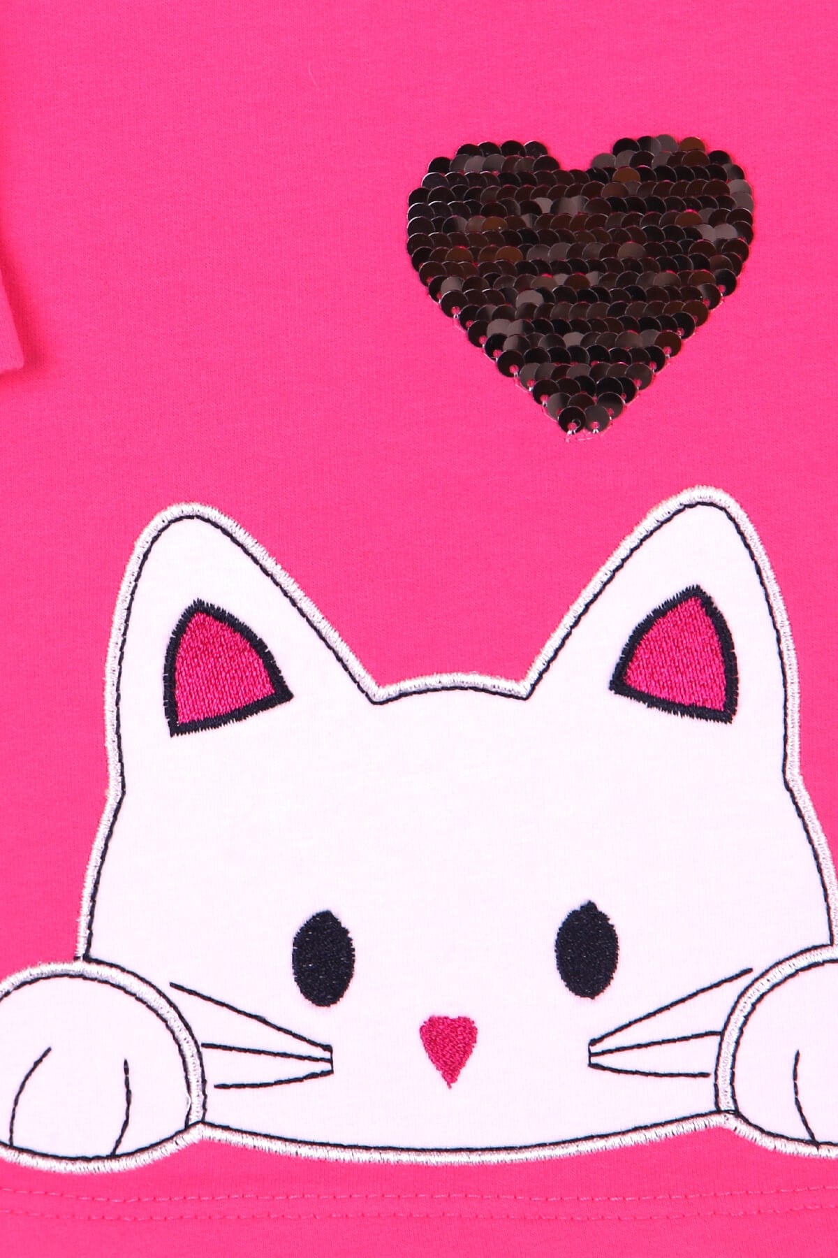 Breeze Kız Çocuk Tunik Kedili Pul İşlemeli Pembe (1.5-5 Yaş)