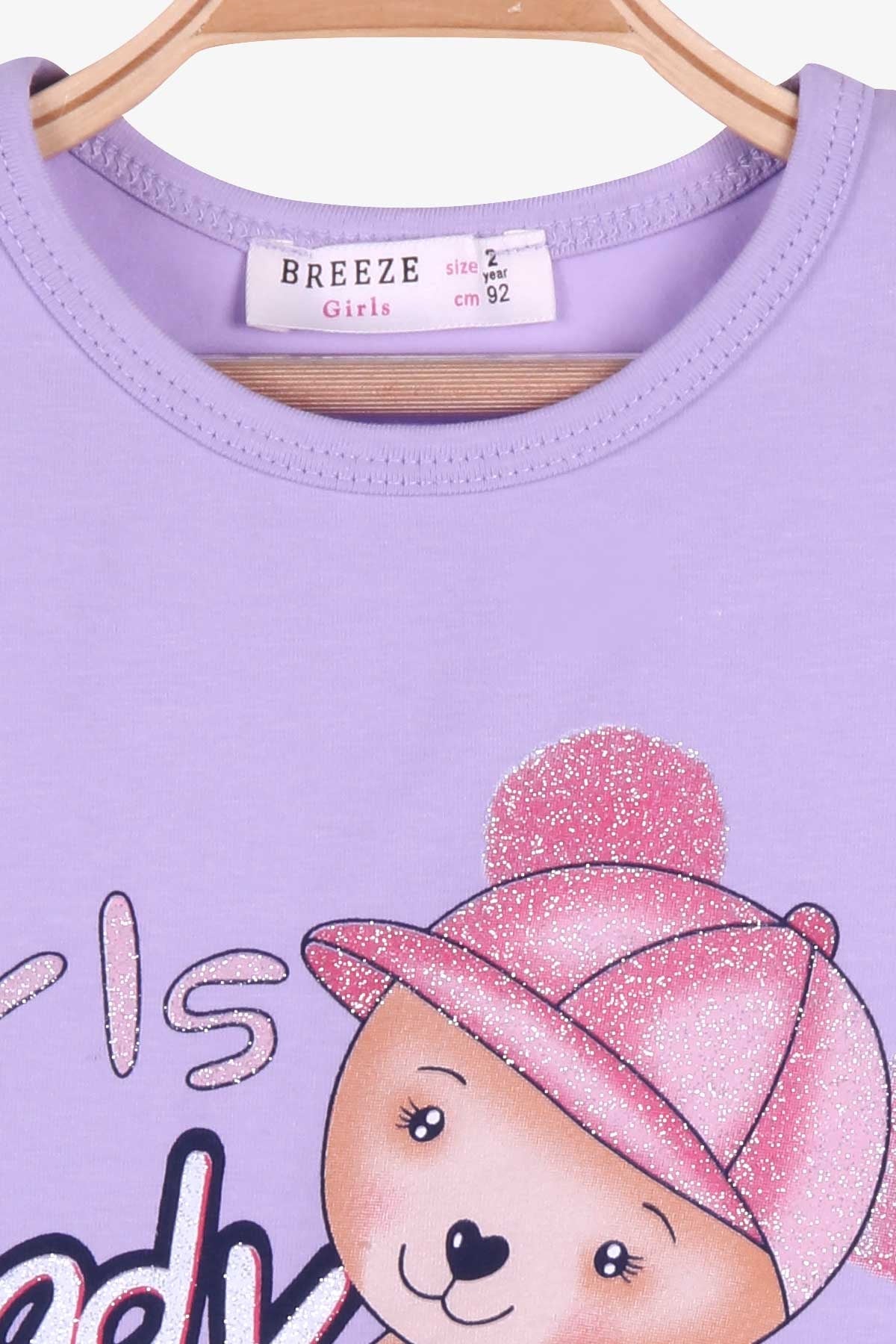 Breeze Kız Çocuk Tunik Patenli Ayıcık Baskılı Lila (2-6 Yaş)