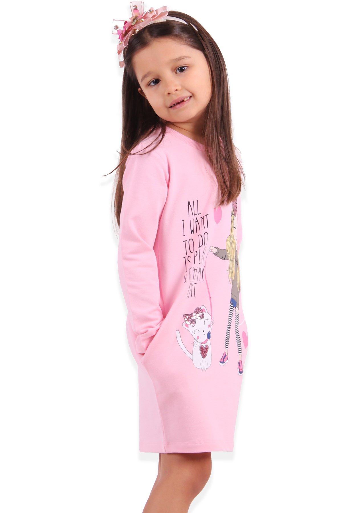 Breeze Kız Çocuk Tunik Pullu Pembe (3-8 Yaş)
