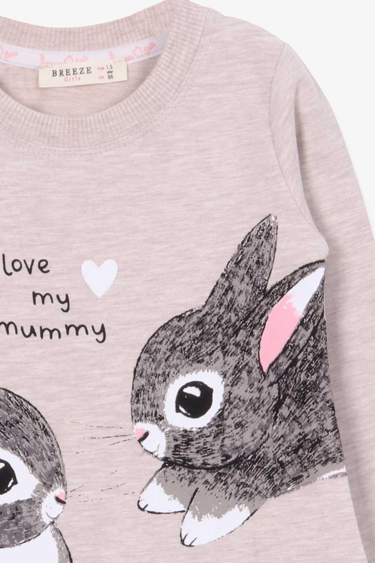 Breeze Kız Çocuk Tunik Tavşan Desenli Bej Melanj (1.5-5 Yaş)