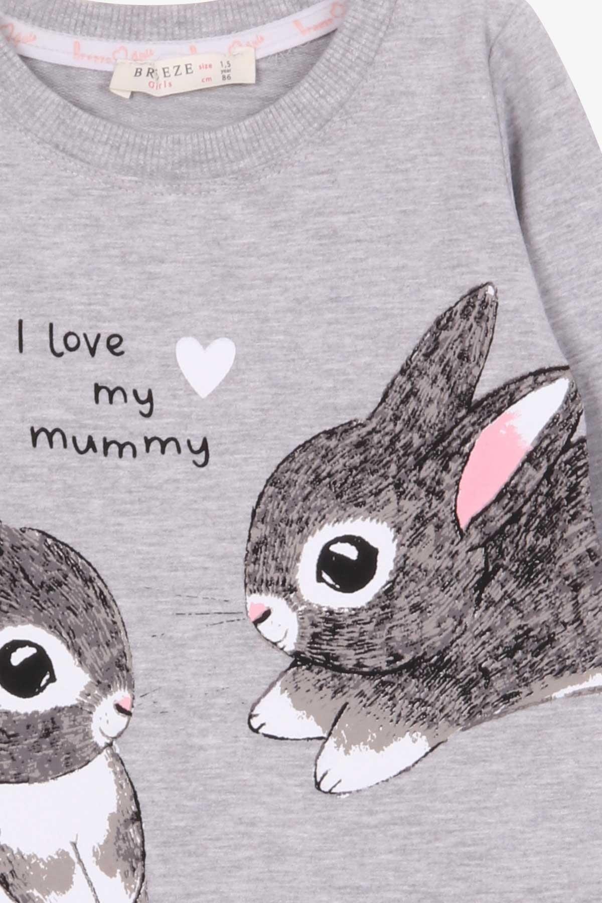 Breeze Kız Çocuk Tunik Tavşan Desenli Gri Melanj (1.5-5 Yaş)