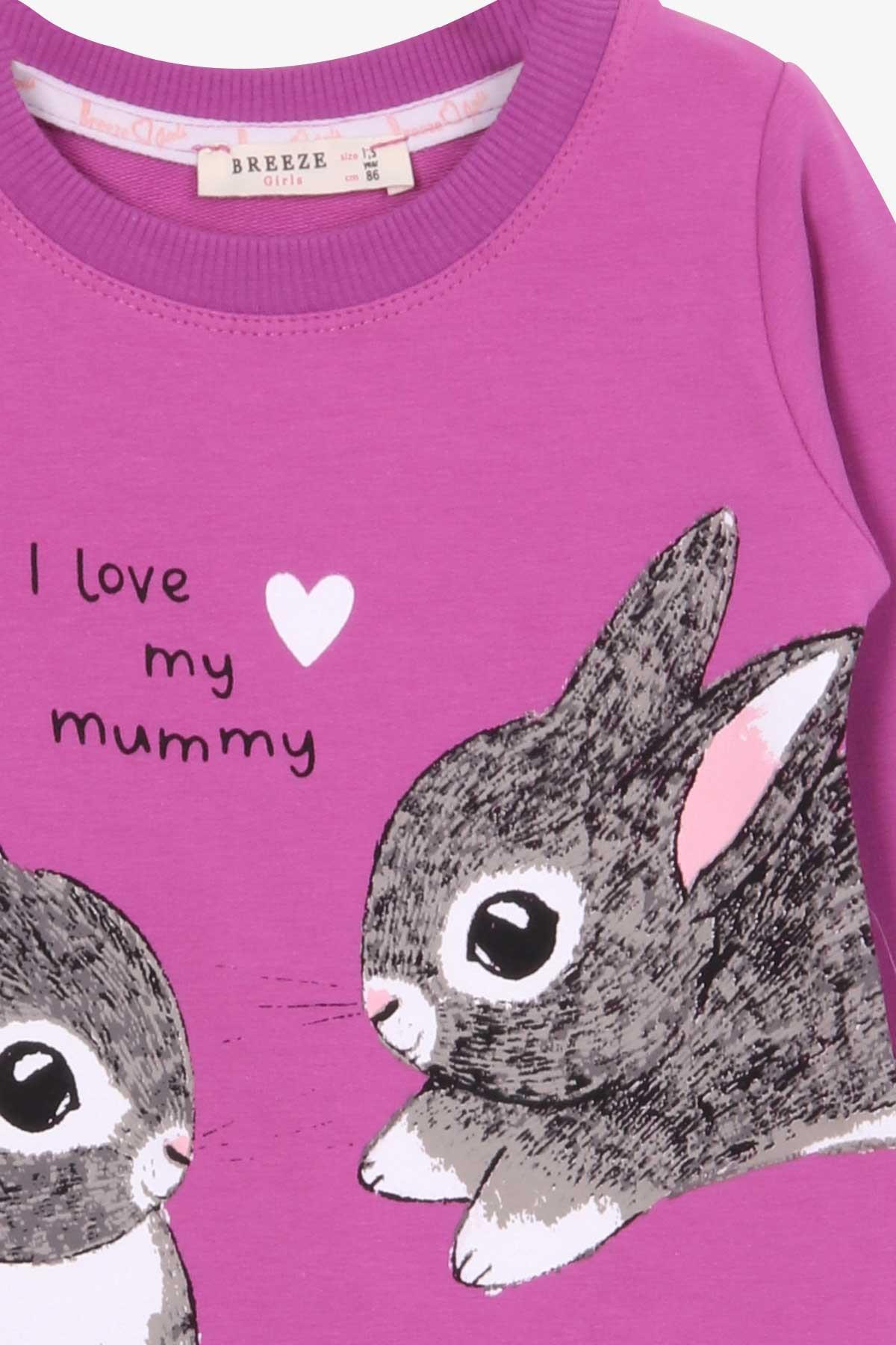 Breeze Kız Çocuk Tunik Tavşan Desenli Eflatun (1.5-5 Yaş)