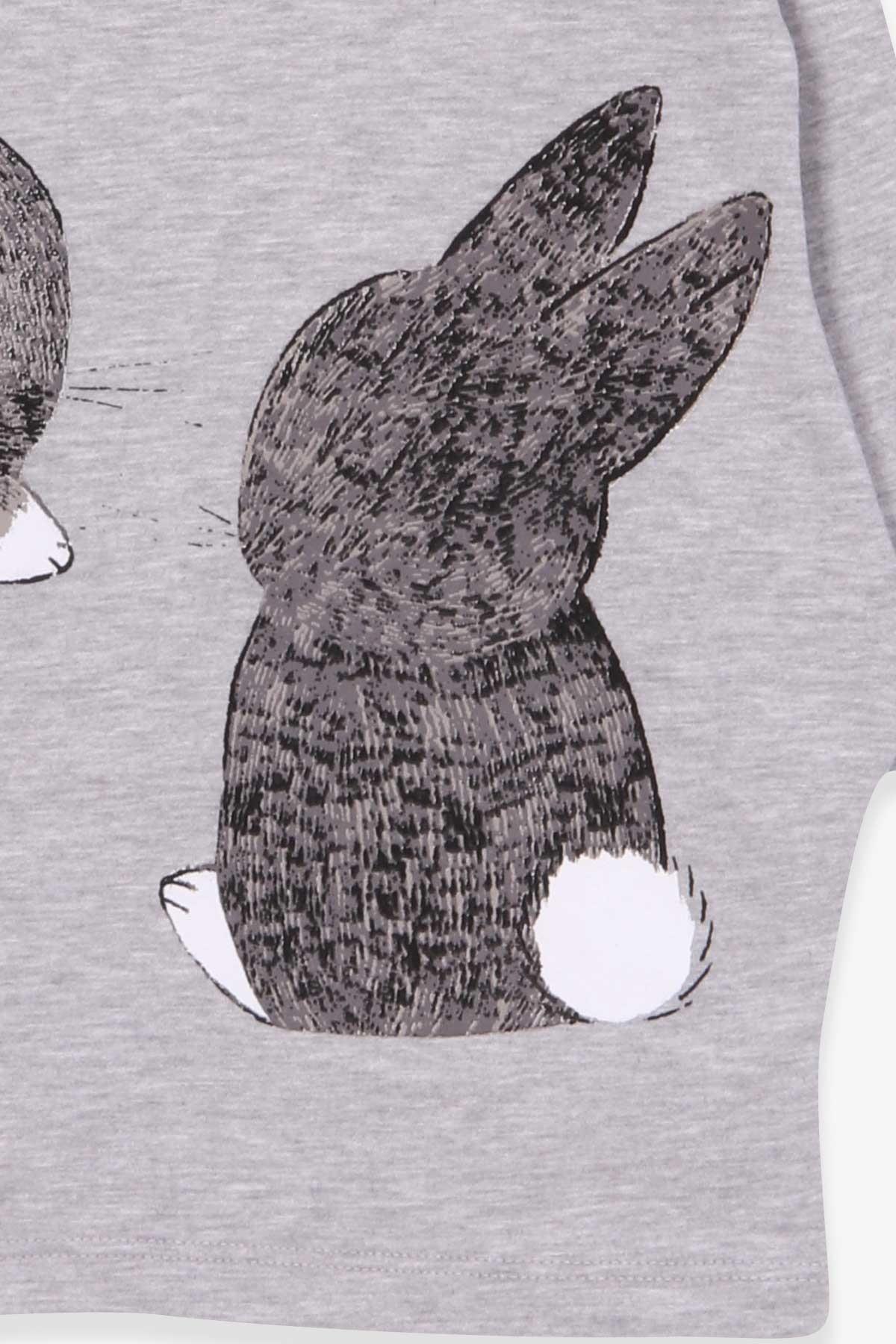 Breeze Kız Çocuk Tunik Tavşan Desenli Gri Melanj (1.5-5 Yaş)