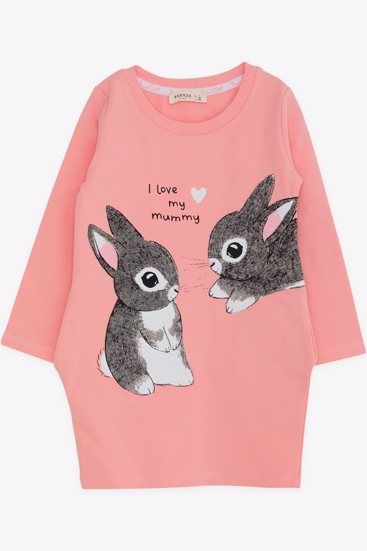 Breeze Kız Çocuk Tunik Tavşan Desenli Pembe (1.5-4 Yaş)